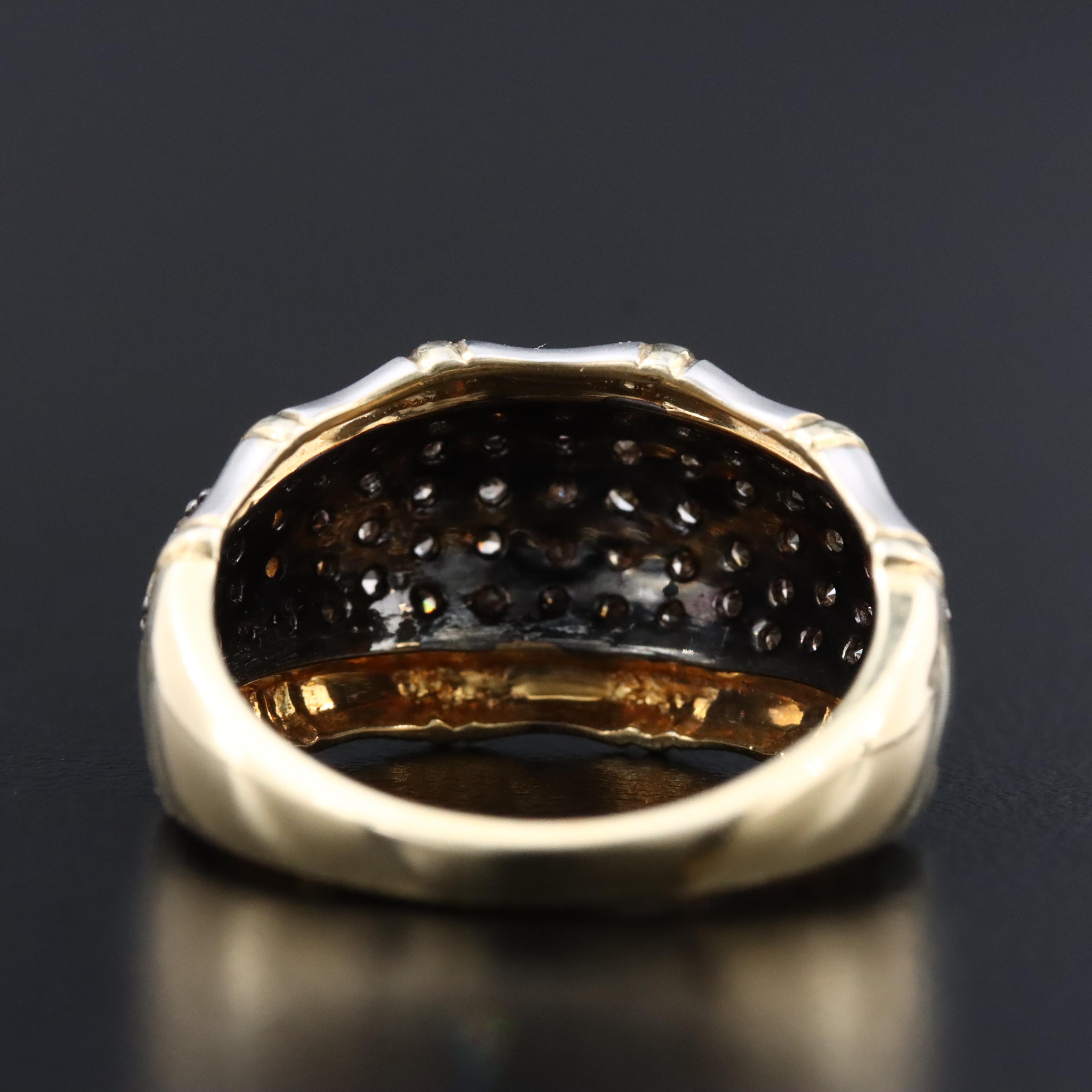 Sterling Diamond Ring with Bamboo Accent