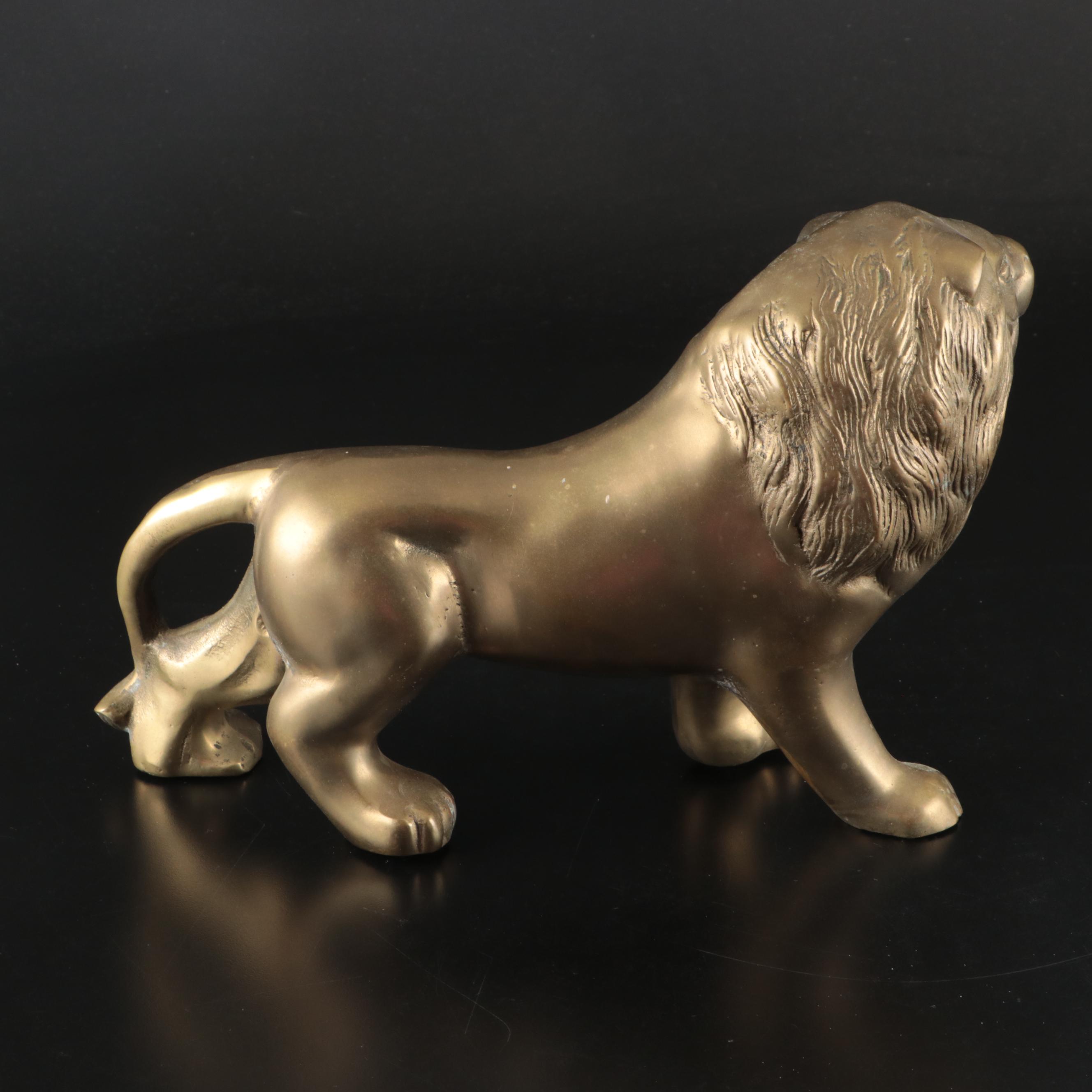 Brass Finish Metal Lion