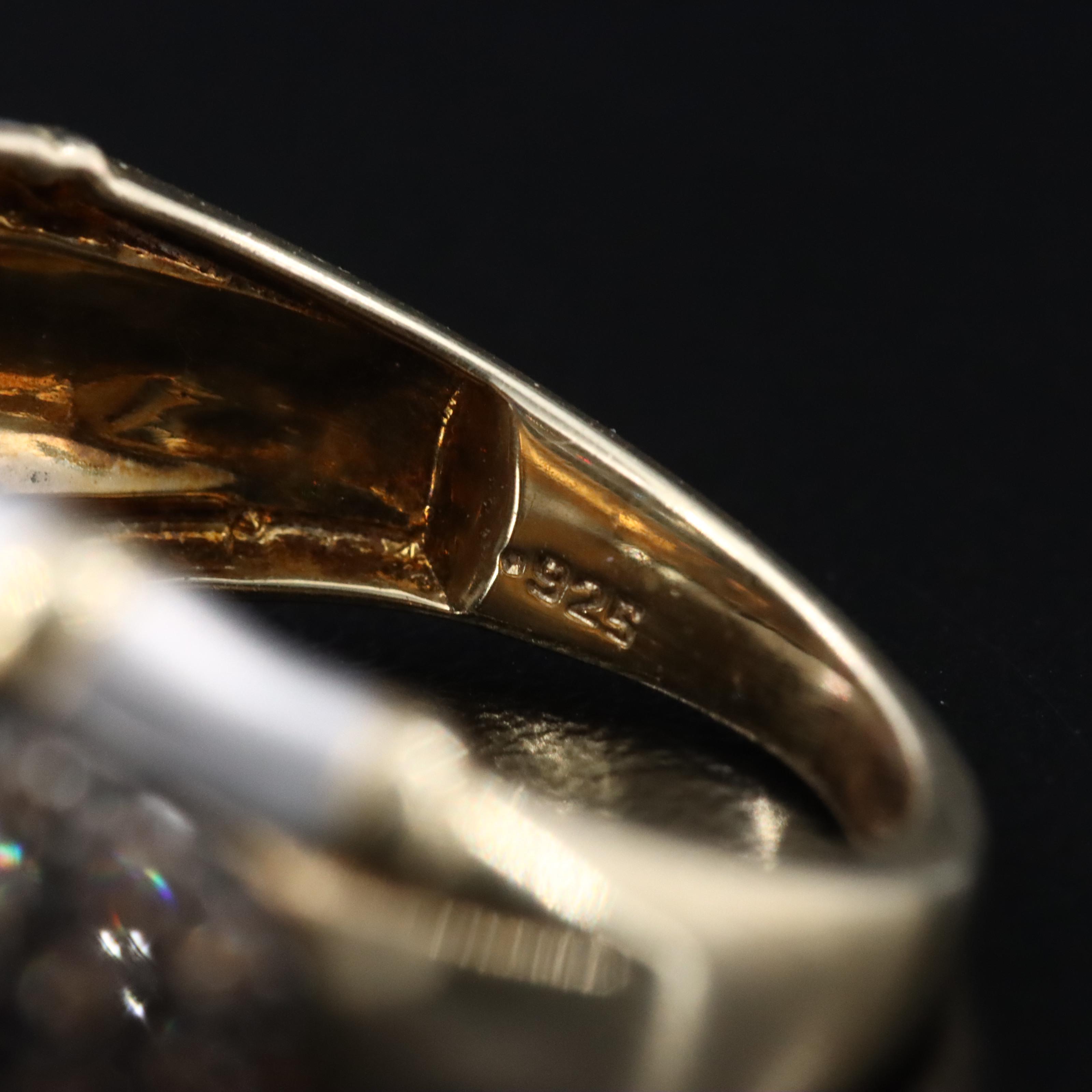 Sterling Diamond Ring with Bamboo Accent