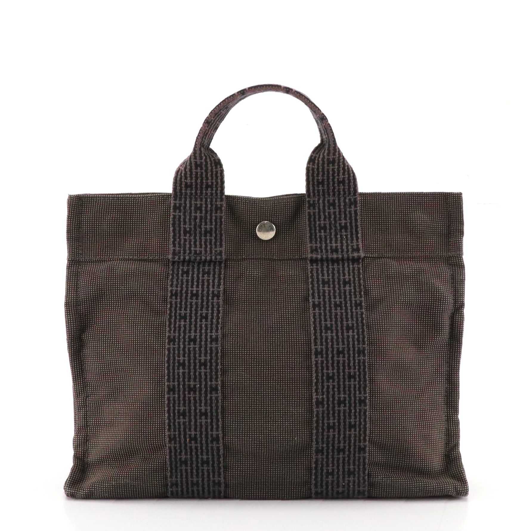 Hermès Herline Fourre-Tout PM Zip Tote in Grey Nylon Canvas