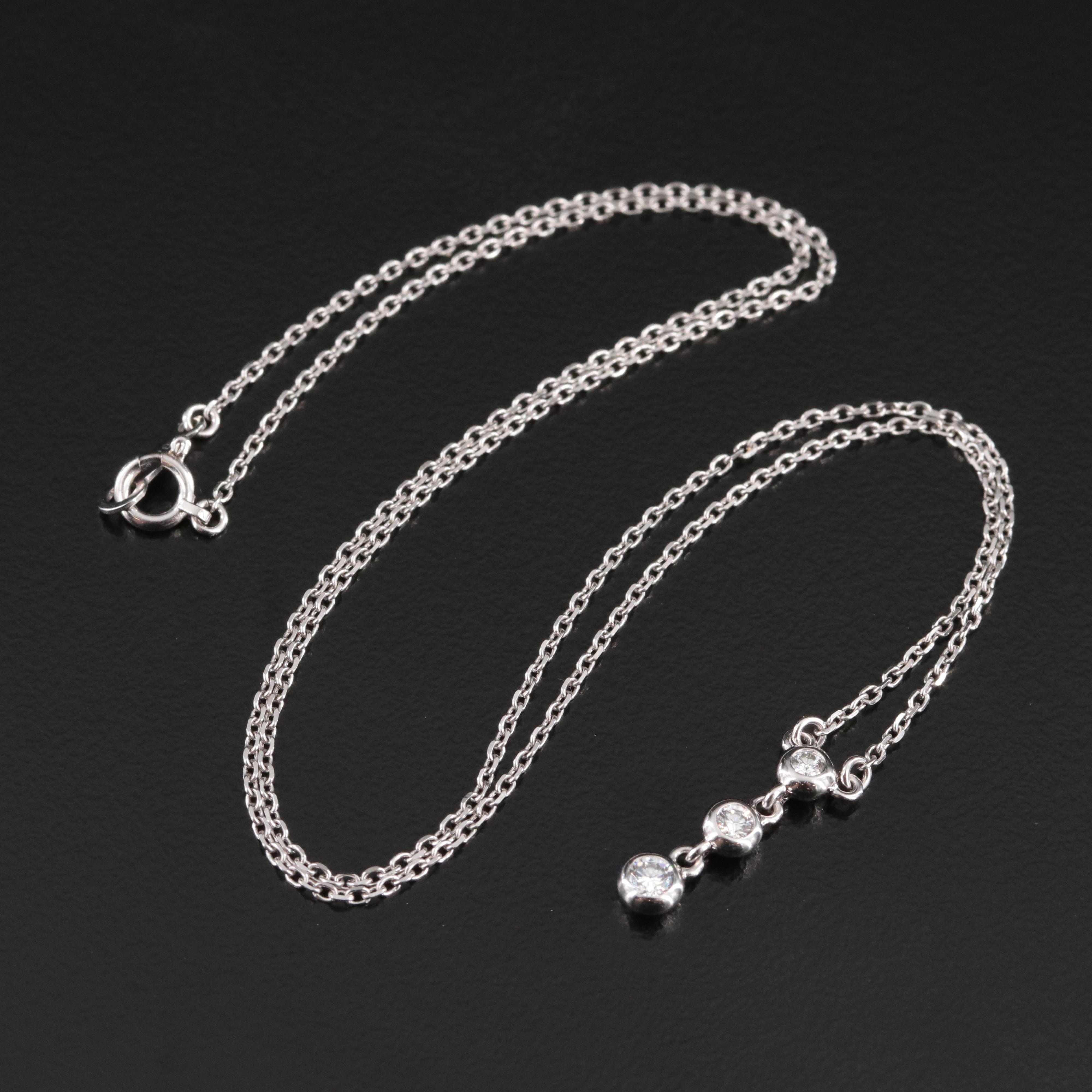 Mikimoto 18K Diamond Drop Necklace