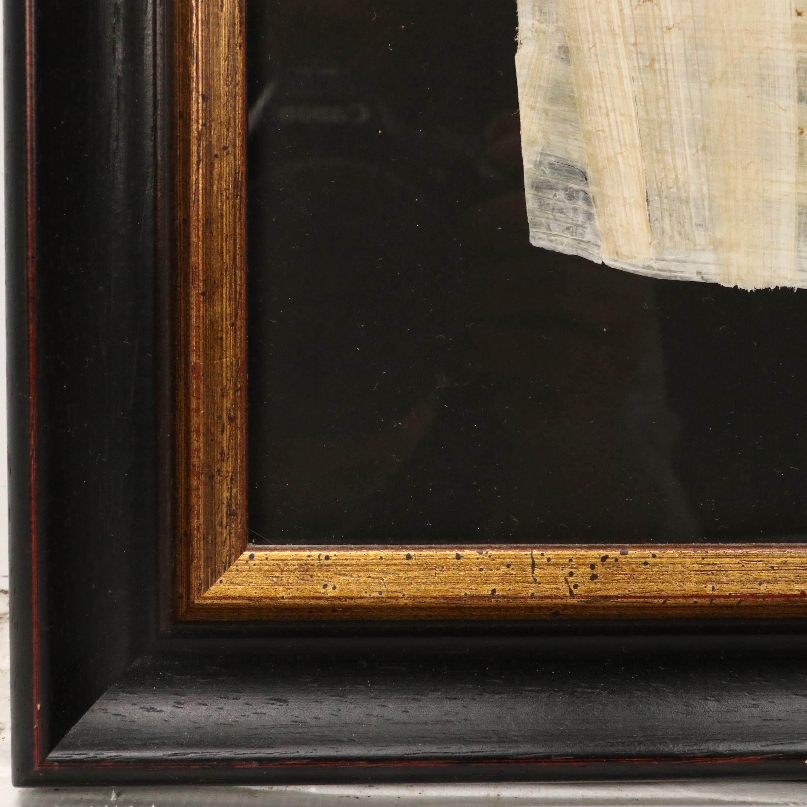 Egyptian Style Souvenir Gouache Painting on Papyrus of Isis Leading Nefertari