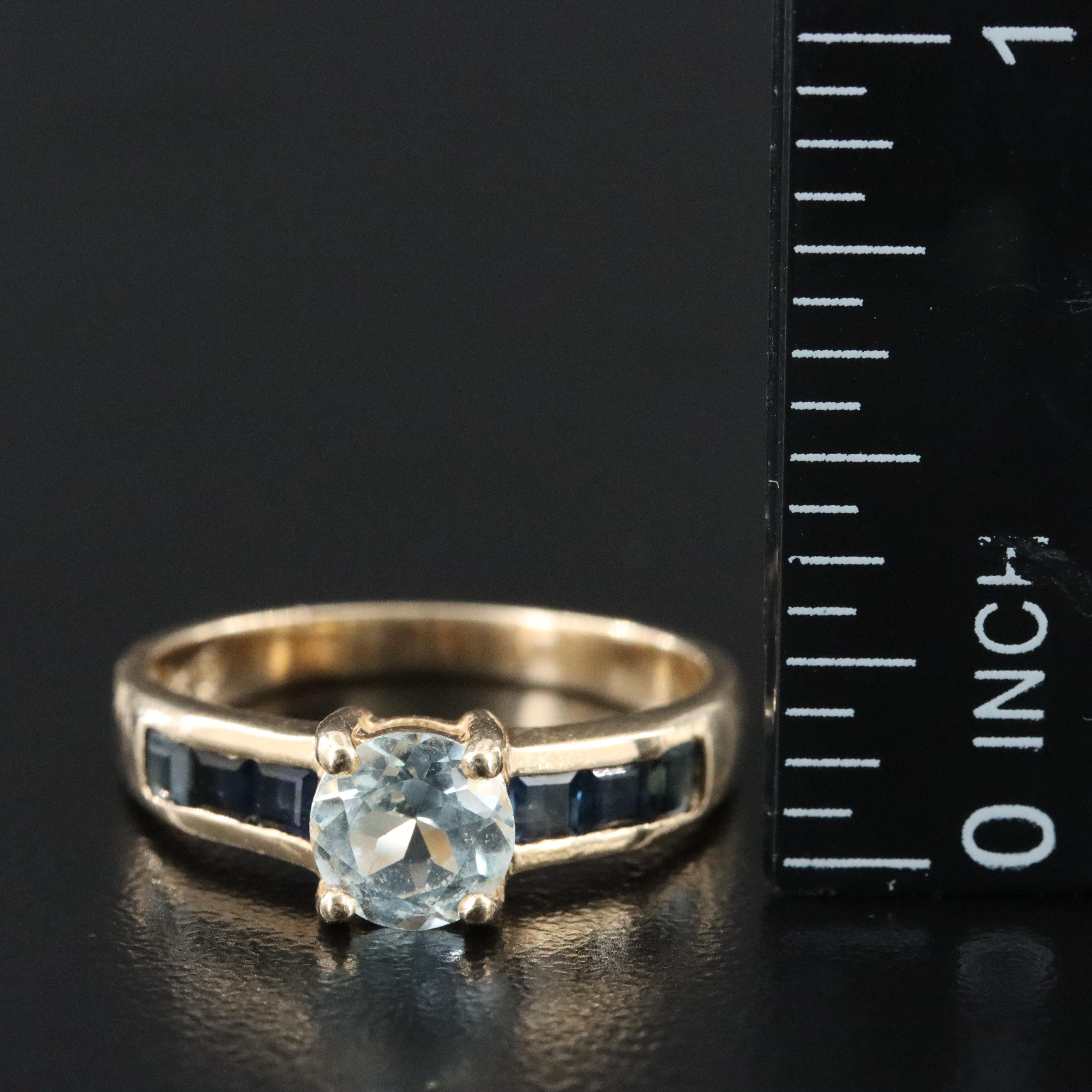 14K Aquamarine and Sapphire Ring