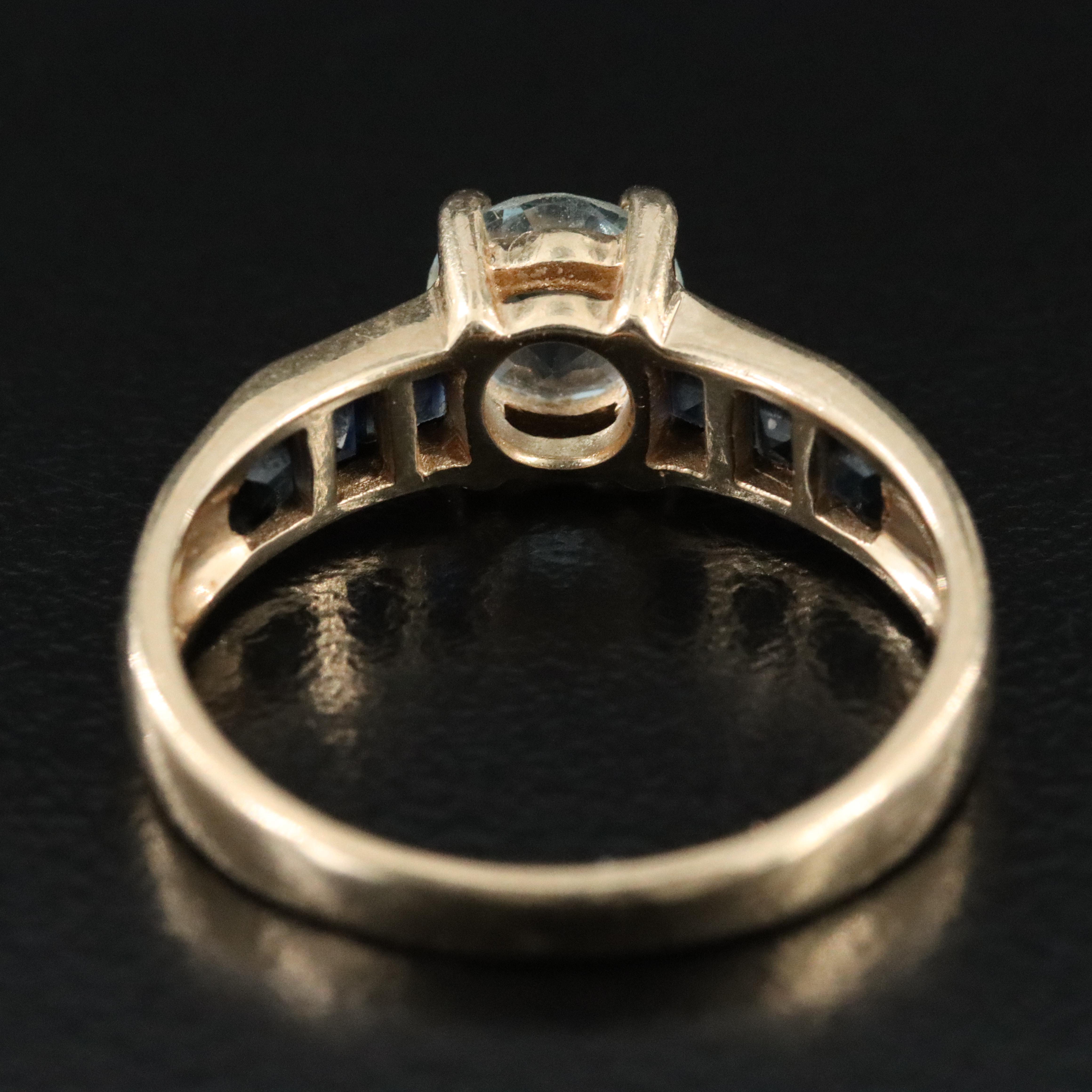 14K Aquamarine and Sapphire Ring
