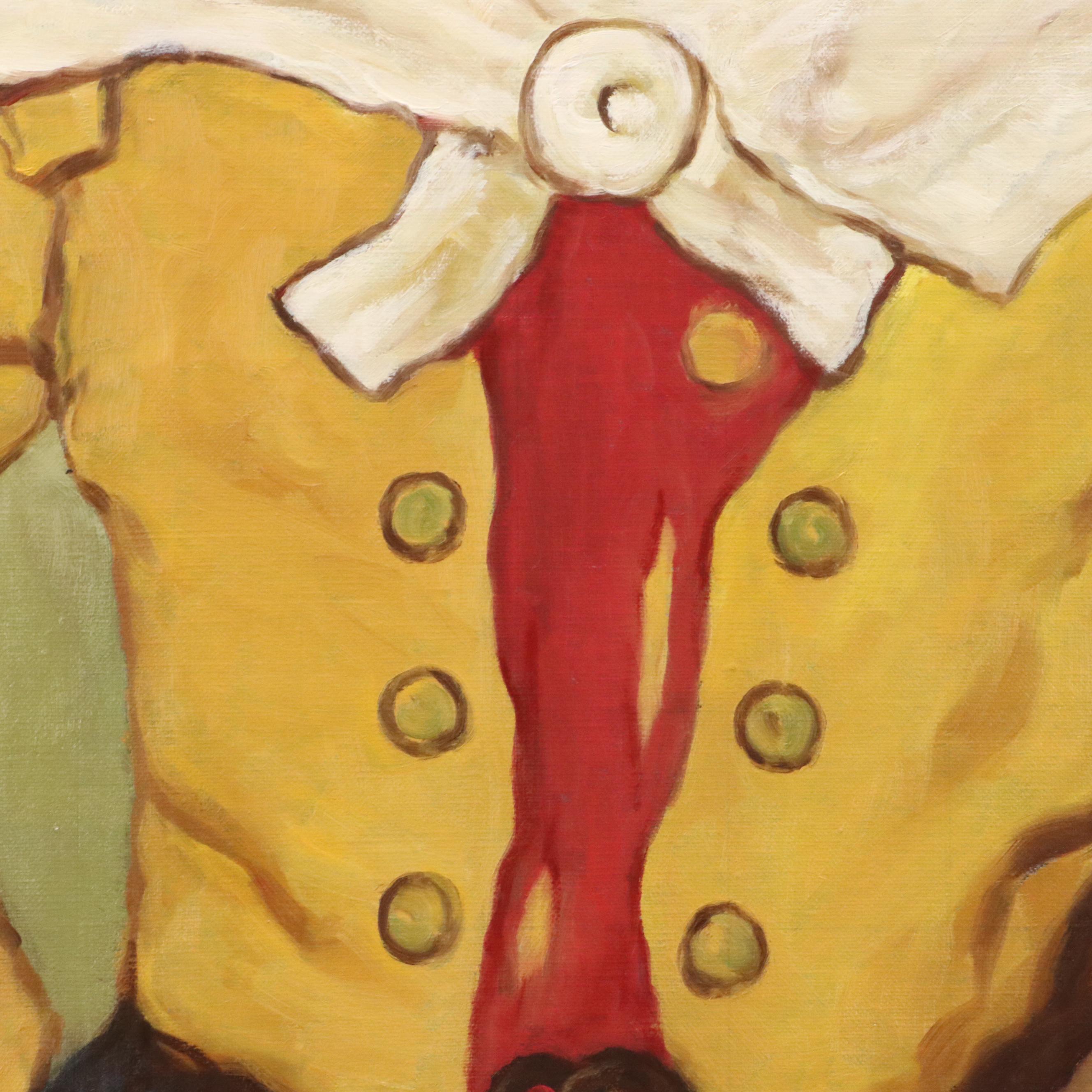 Oil Painting Portrait of Maid Weighing Fish, 21st Century