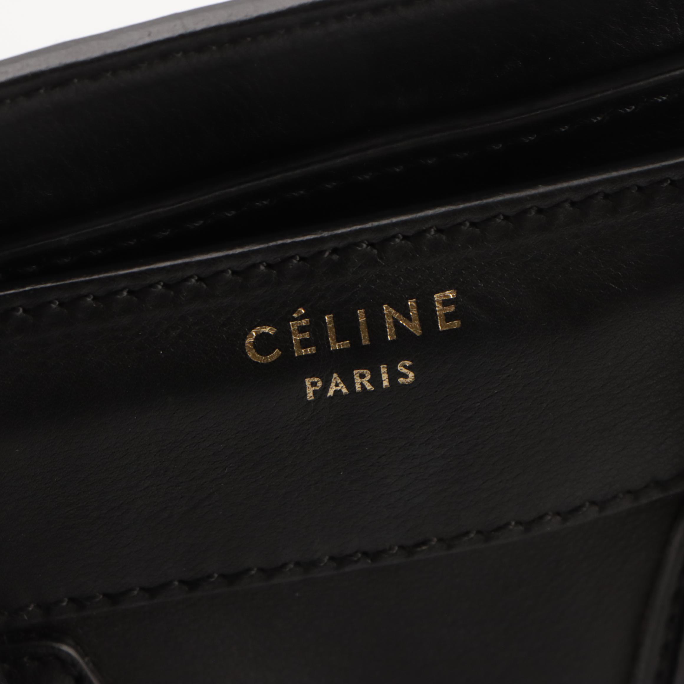 Céline Micro Luggage Tote in Black Calfskin Leather
