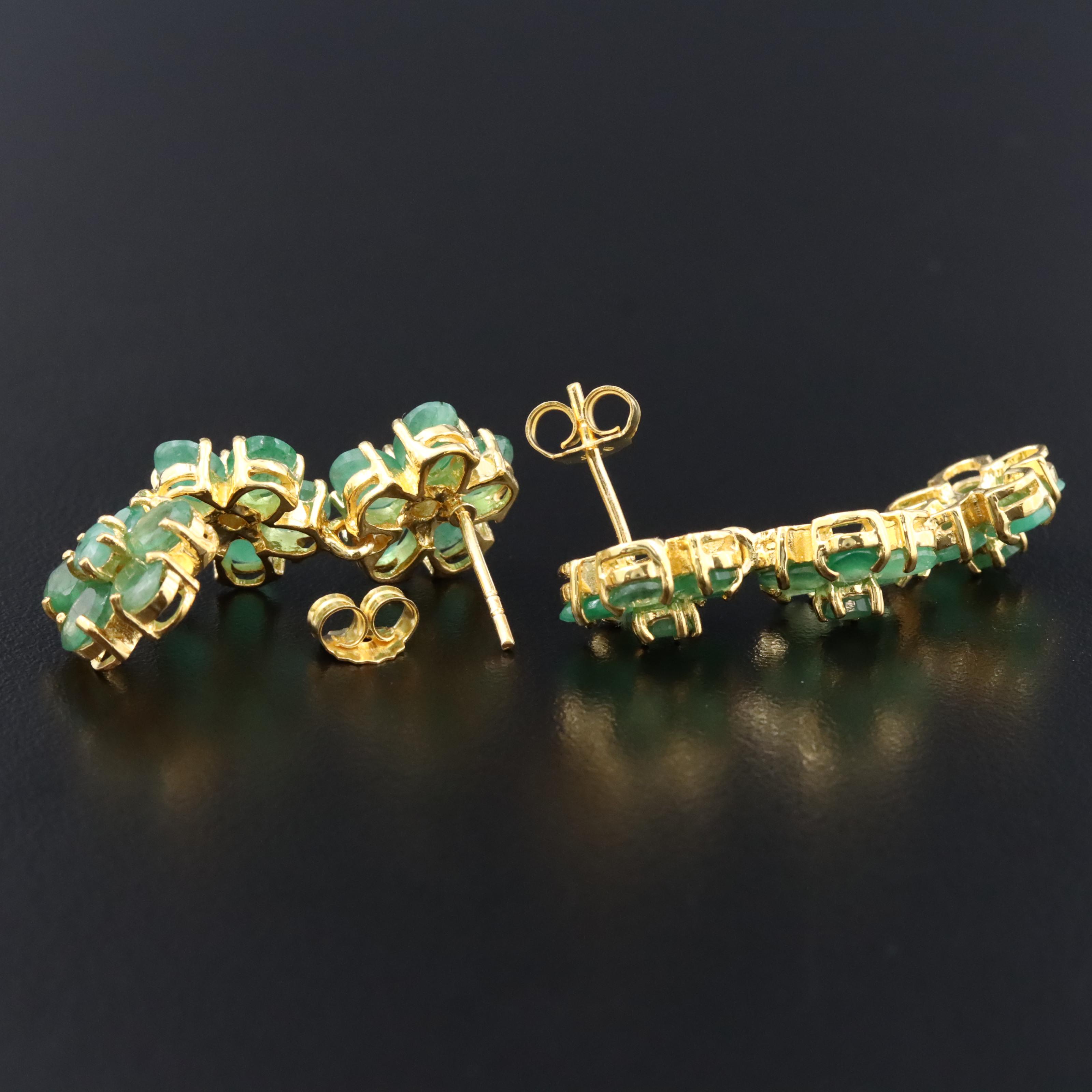 Sterling Emerald Flower Earrings
