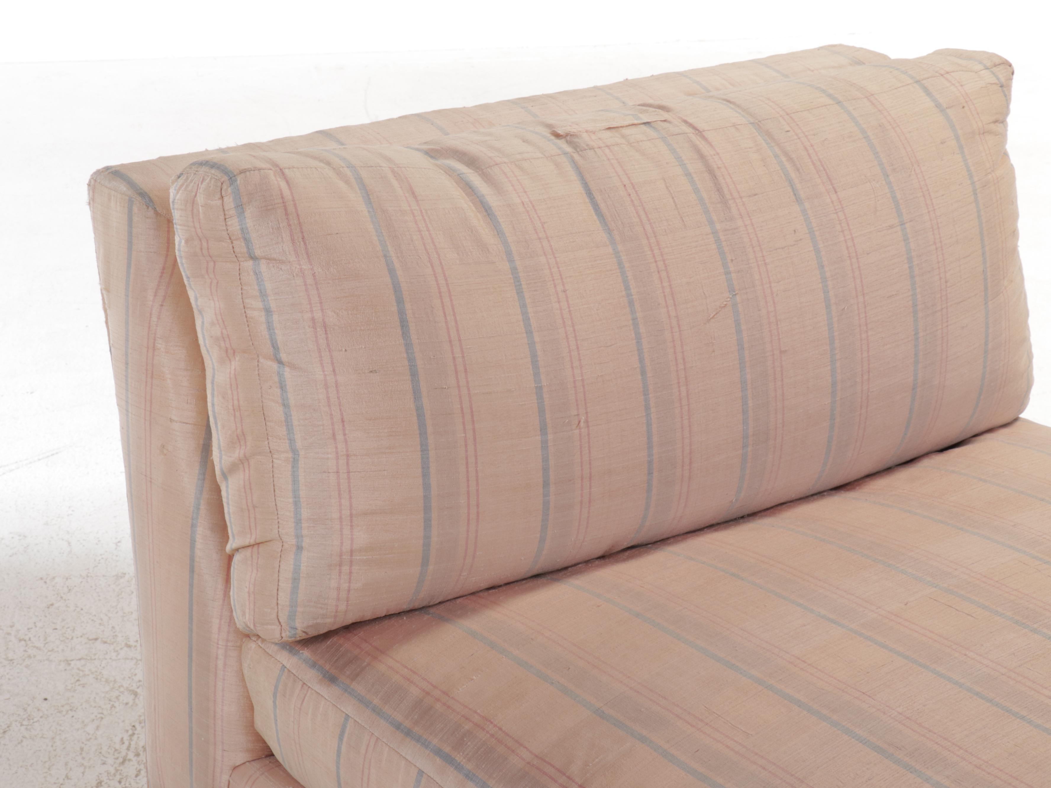 Baker Furniture Upholstered Chaise on Wooden Faux Base