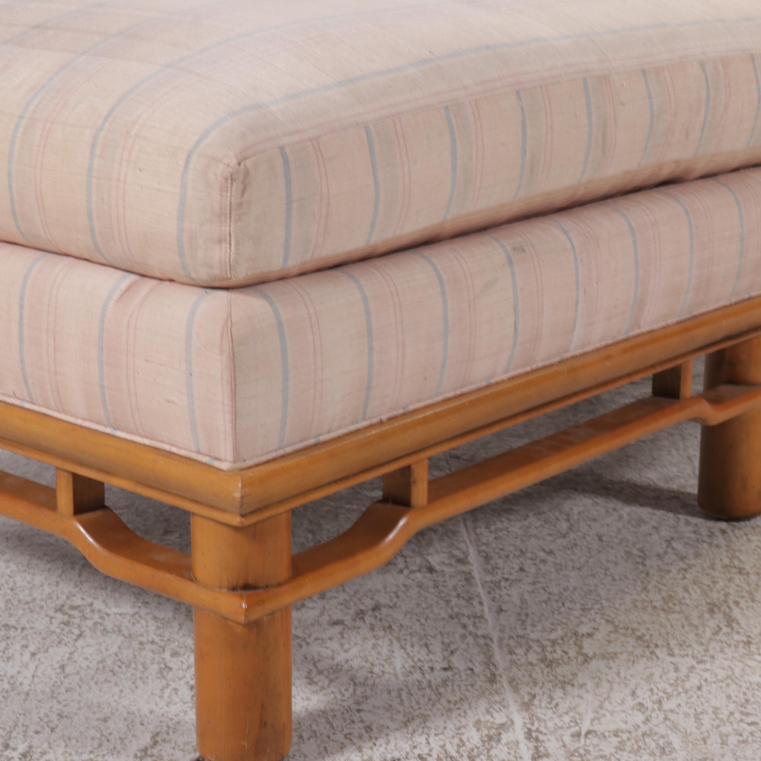 Baker Furniture Upholstered Chaise on Wooden Faux Base