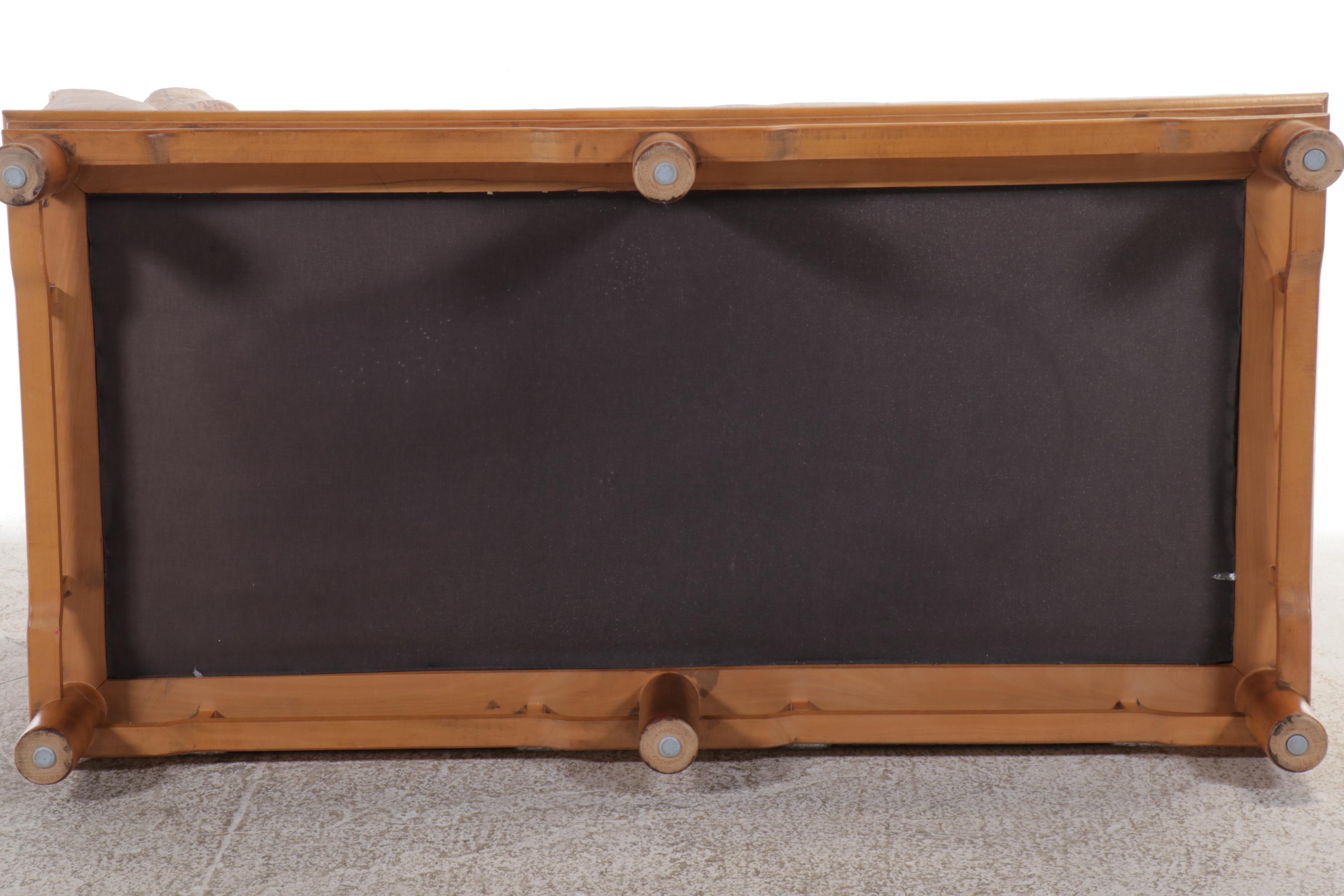 Baker Furniture Upholstered Chaise on Wooden Faux Base