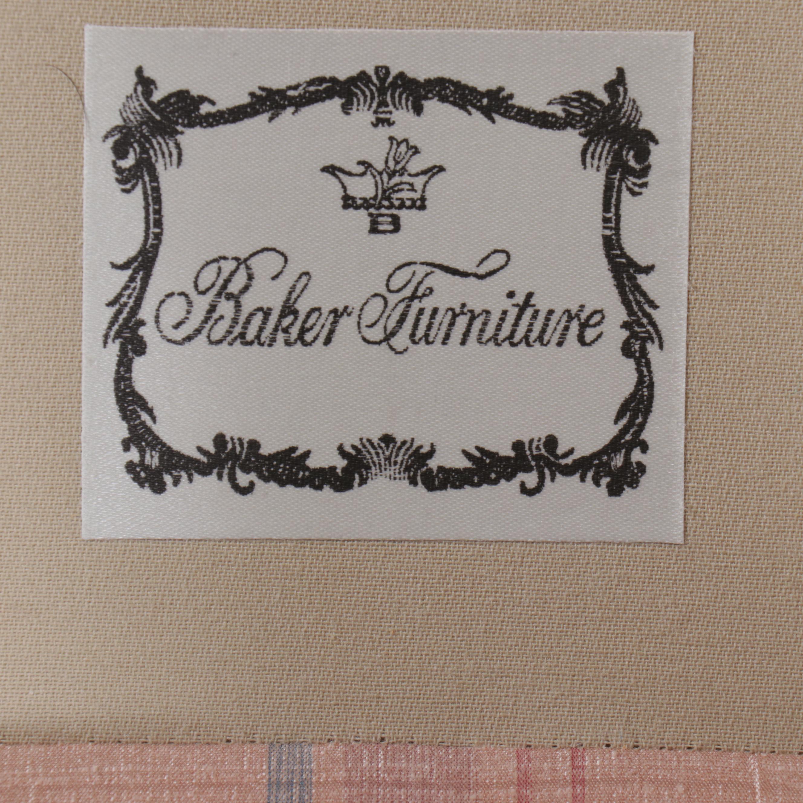 Baker Furniture Upholstered Chaise on Wooden Faux Base