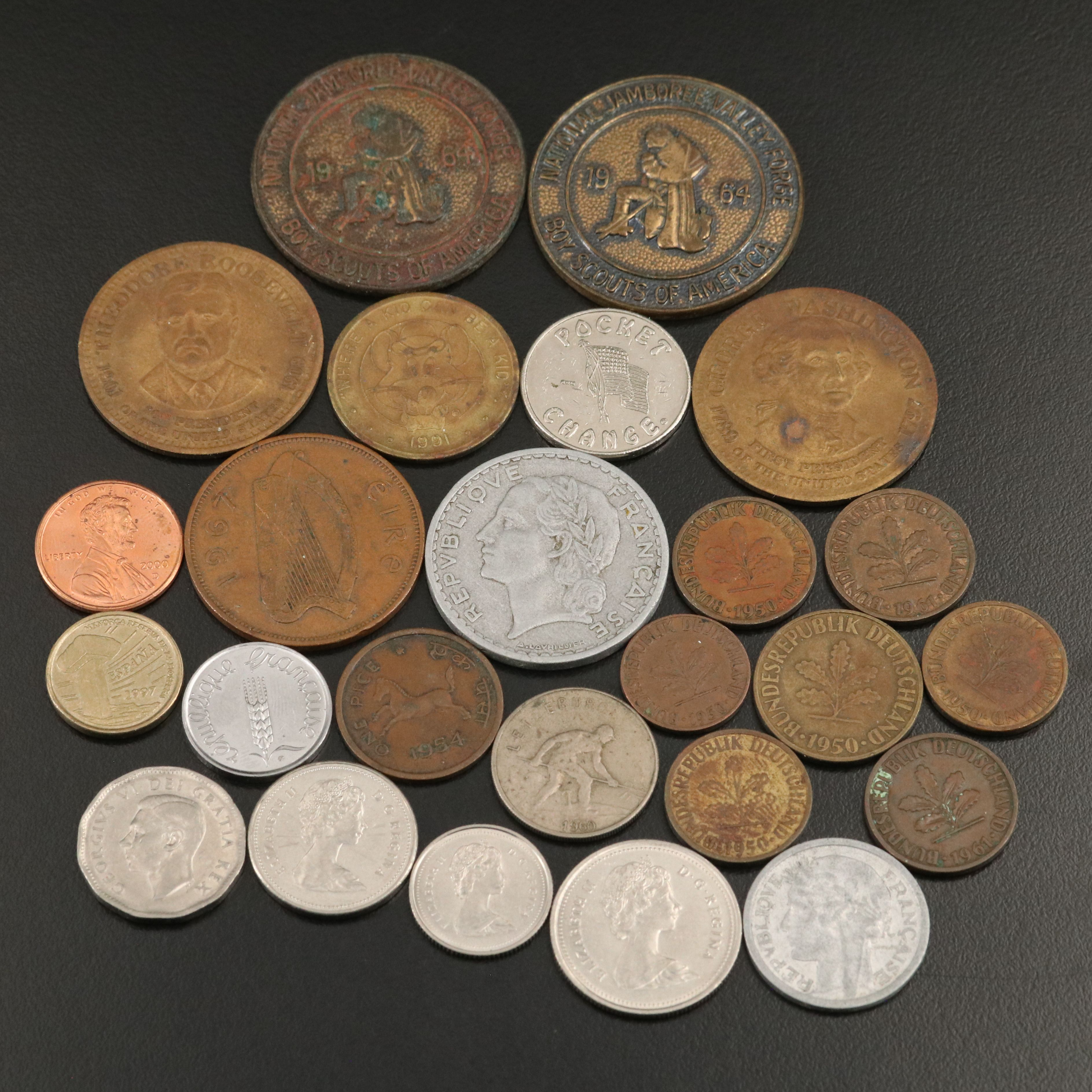 Group of Medals, Tokens, and Foreign Coins