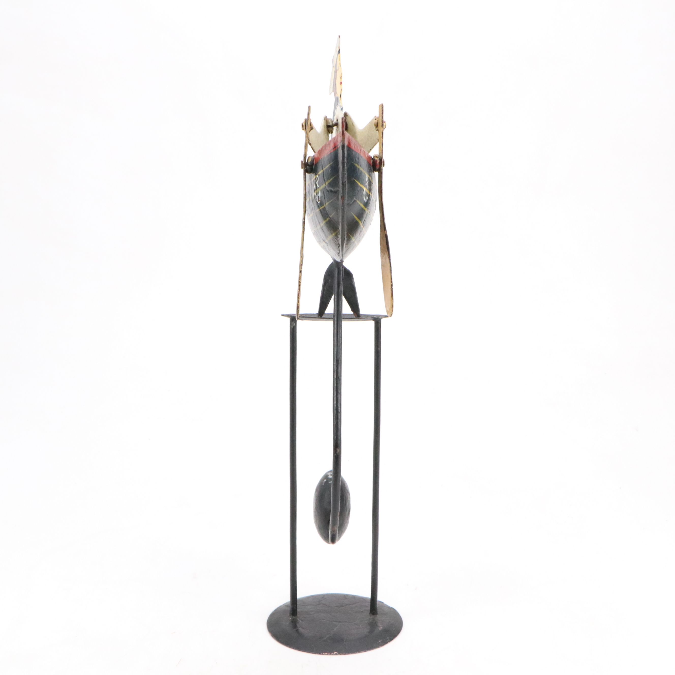 Folk Art Hand-Painted Sailor in a Boat Iron Pendulum Toy
