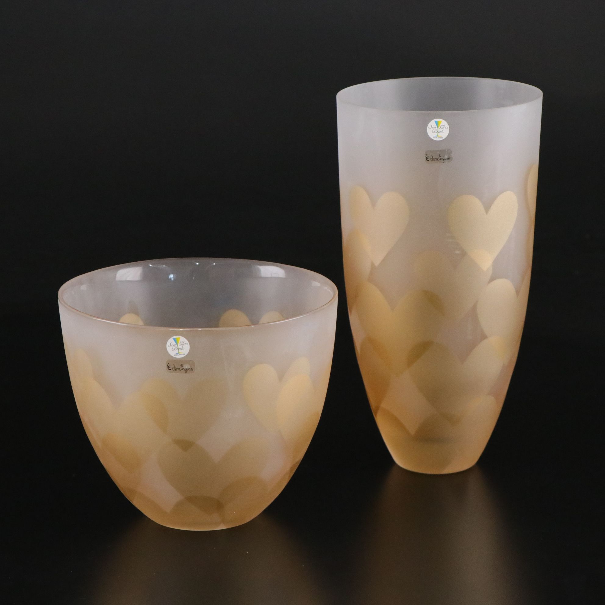 Two Kosta Lena Engman "Sea Glas Bruk" Vases