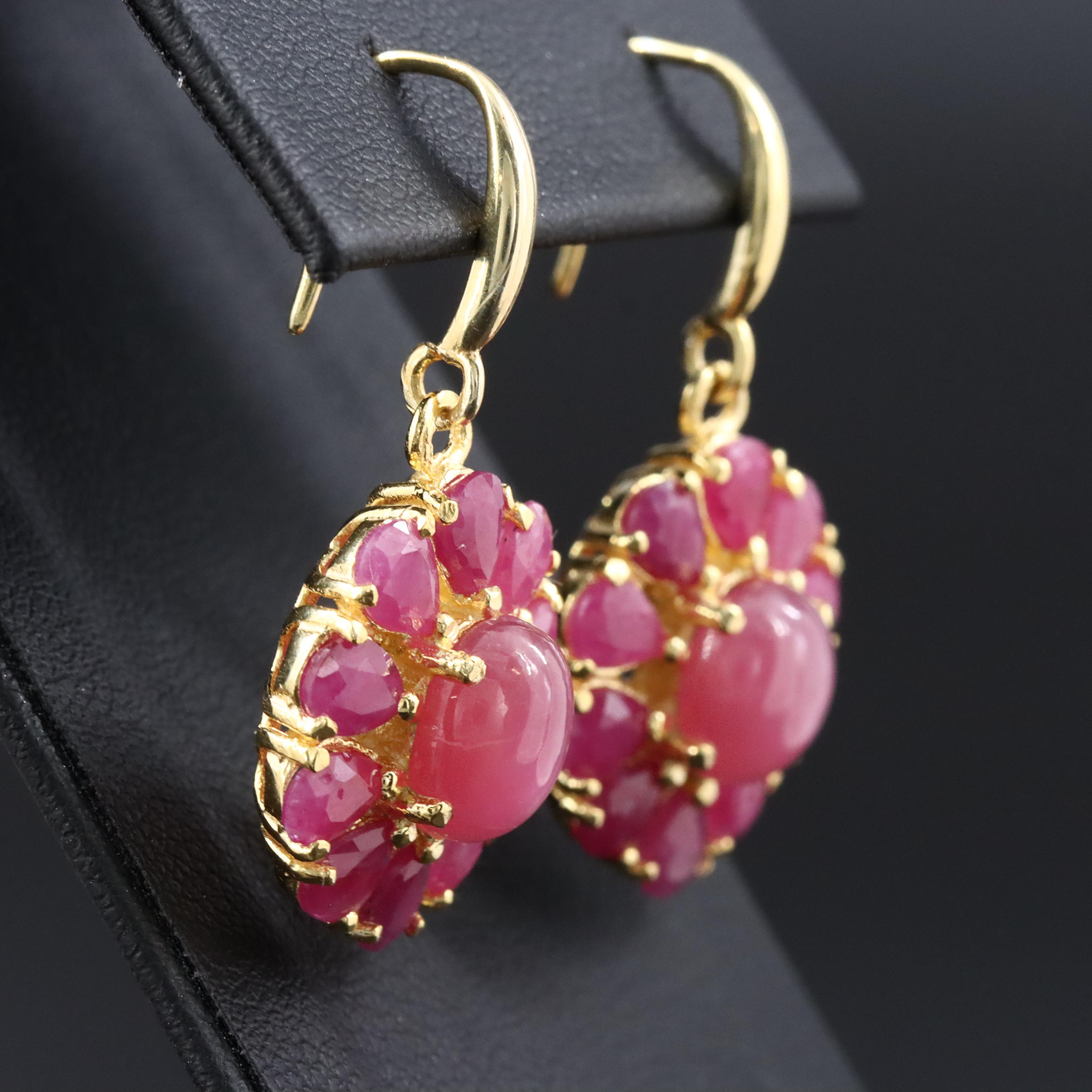 Sterling Ruby Floral Earrings