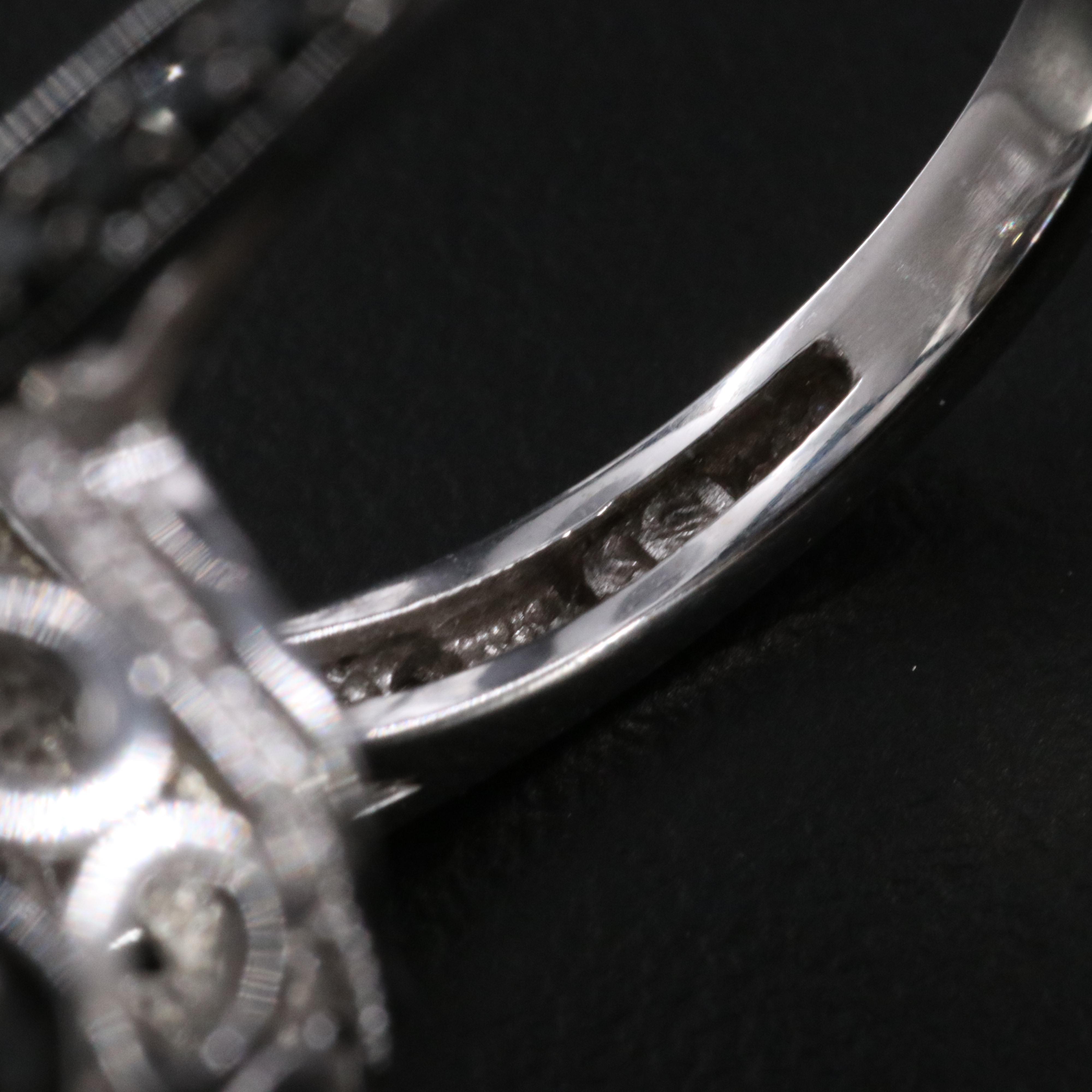 14K 26.75 CT White Sapphire and Diamond Ring with Fancy Black Diamonds