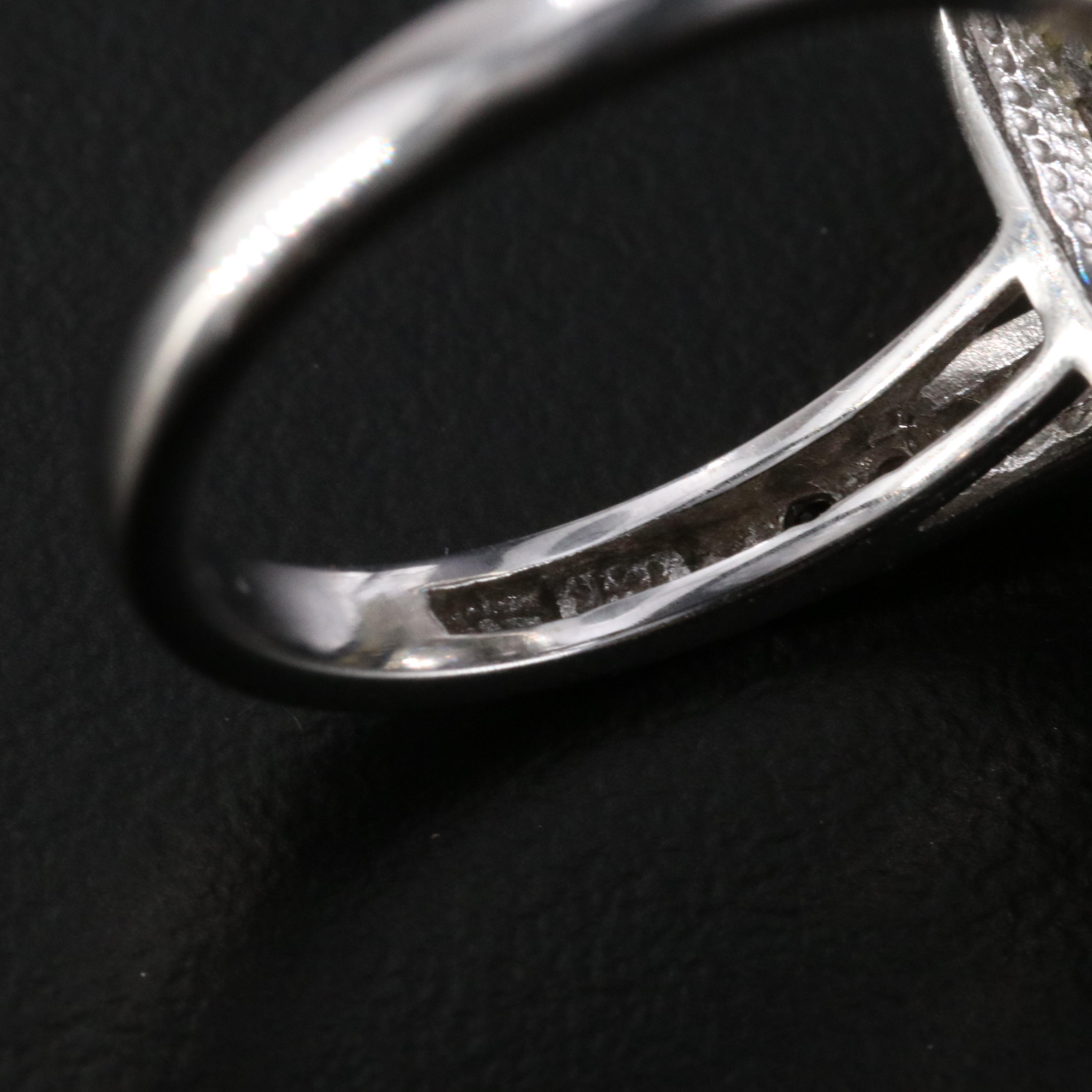 14K 26.75 CT White Sapphire and Diamond Ring with Fancy Black Diamonds