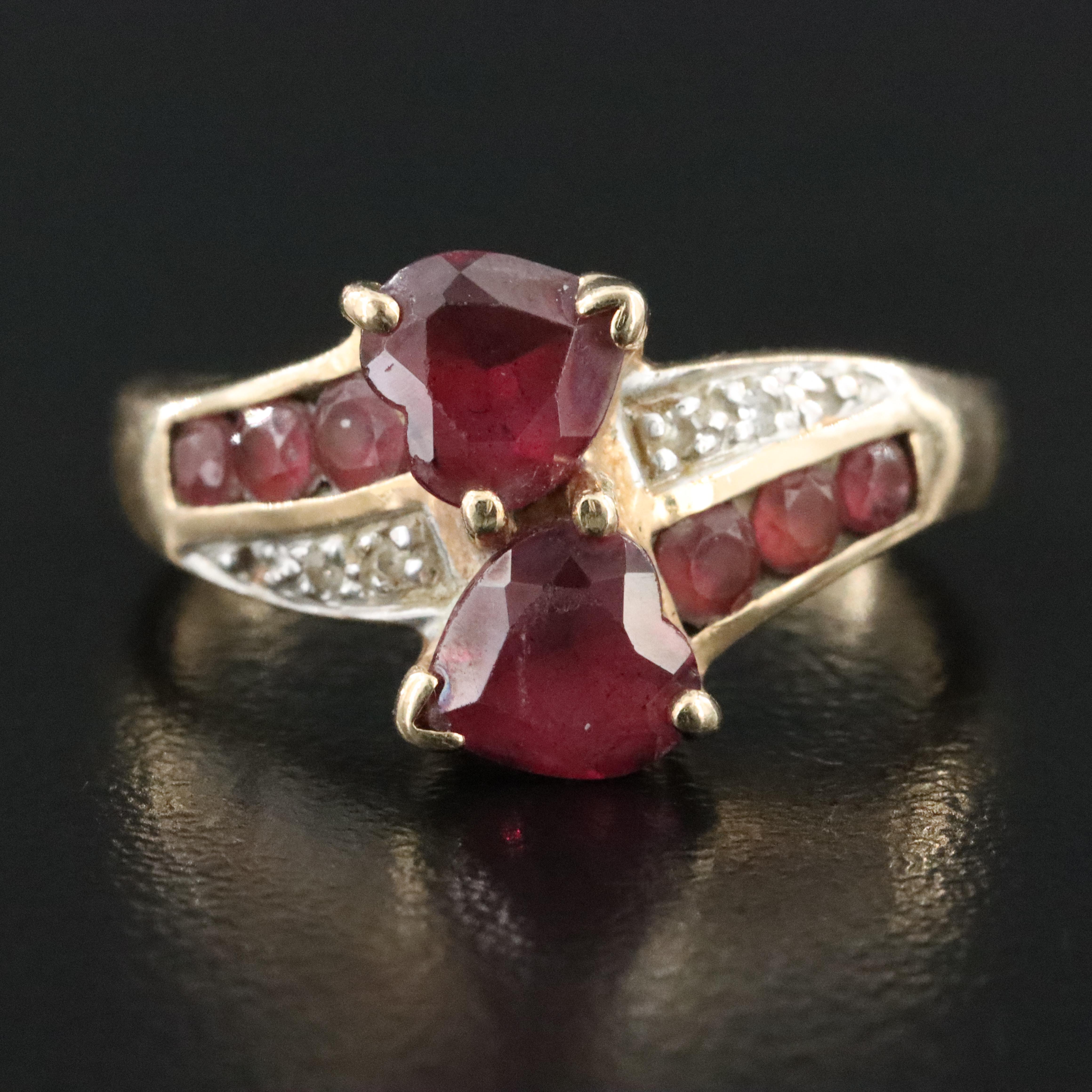 10K Rhodolite Garnet and Diamond Ring