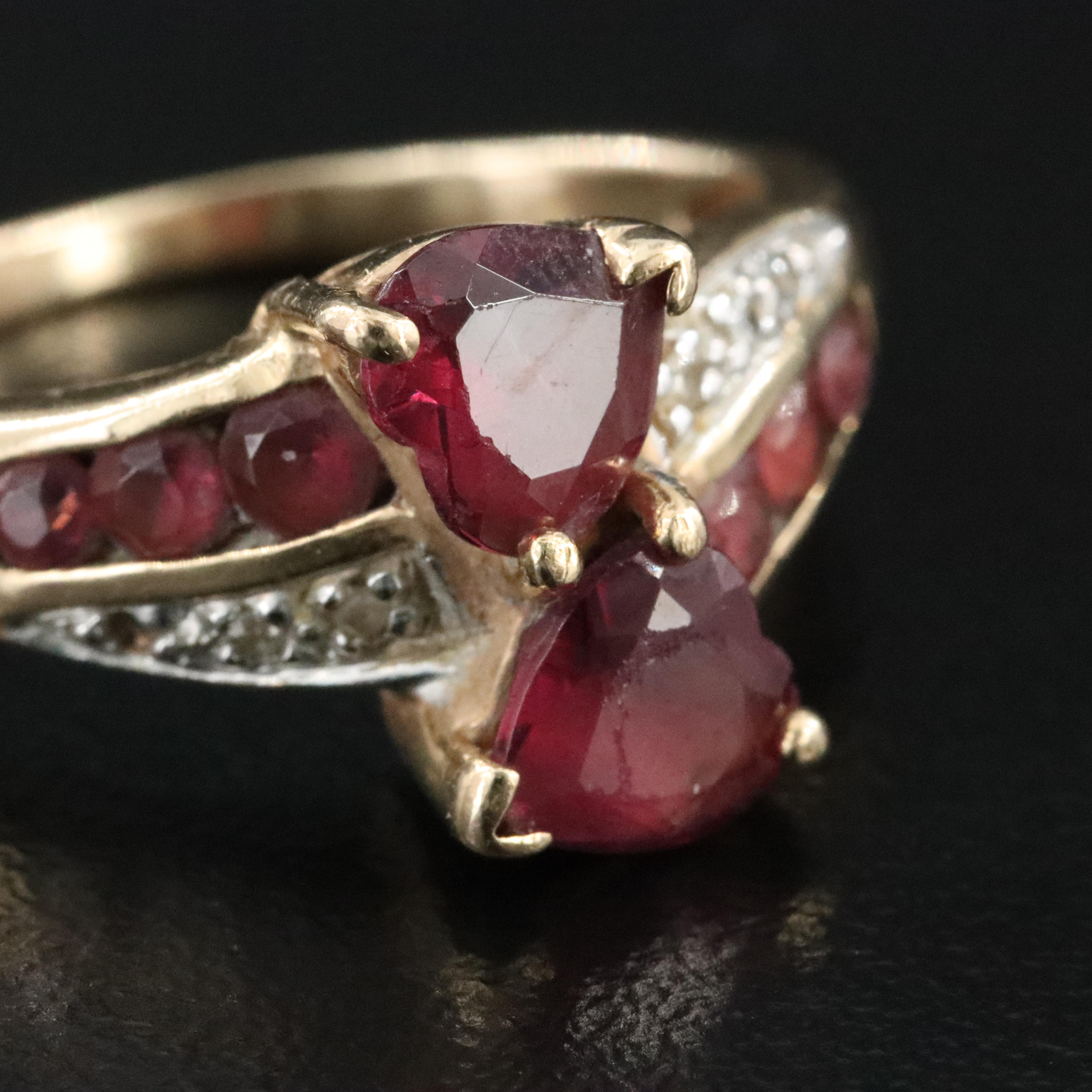 10K Rhodolite Garnet and Diamond Ring