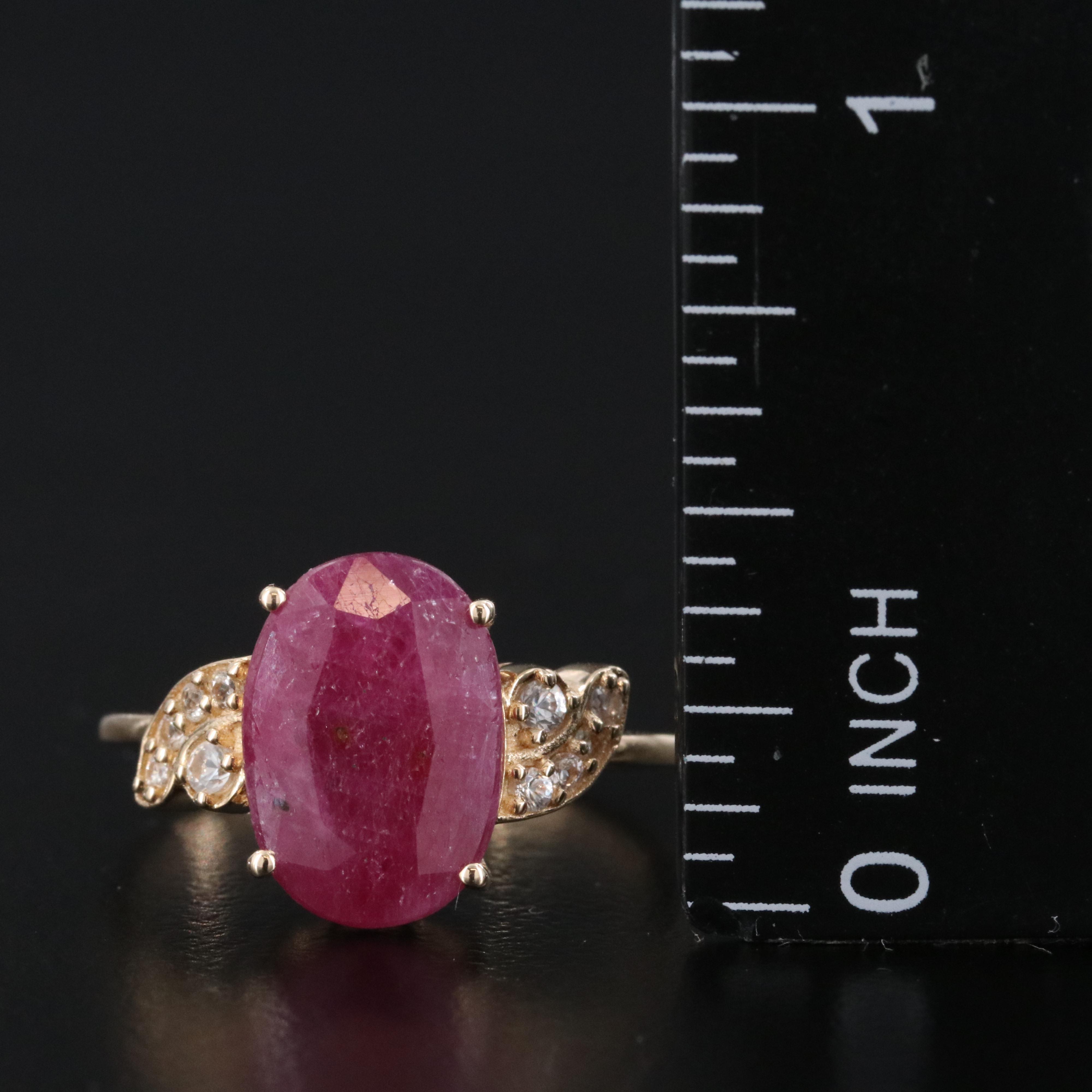 14K 2.64 CT Ruby and White Sapphire Ring