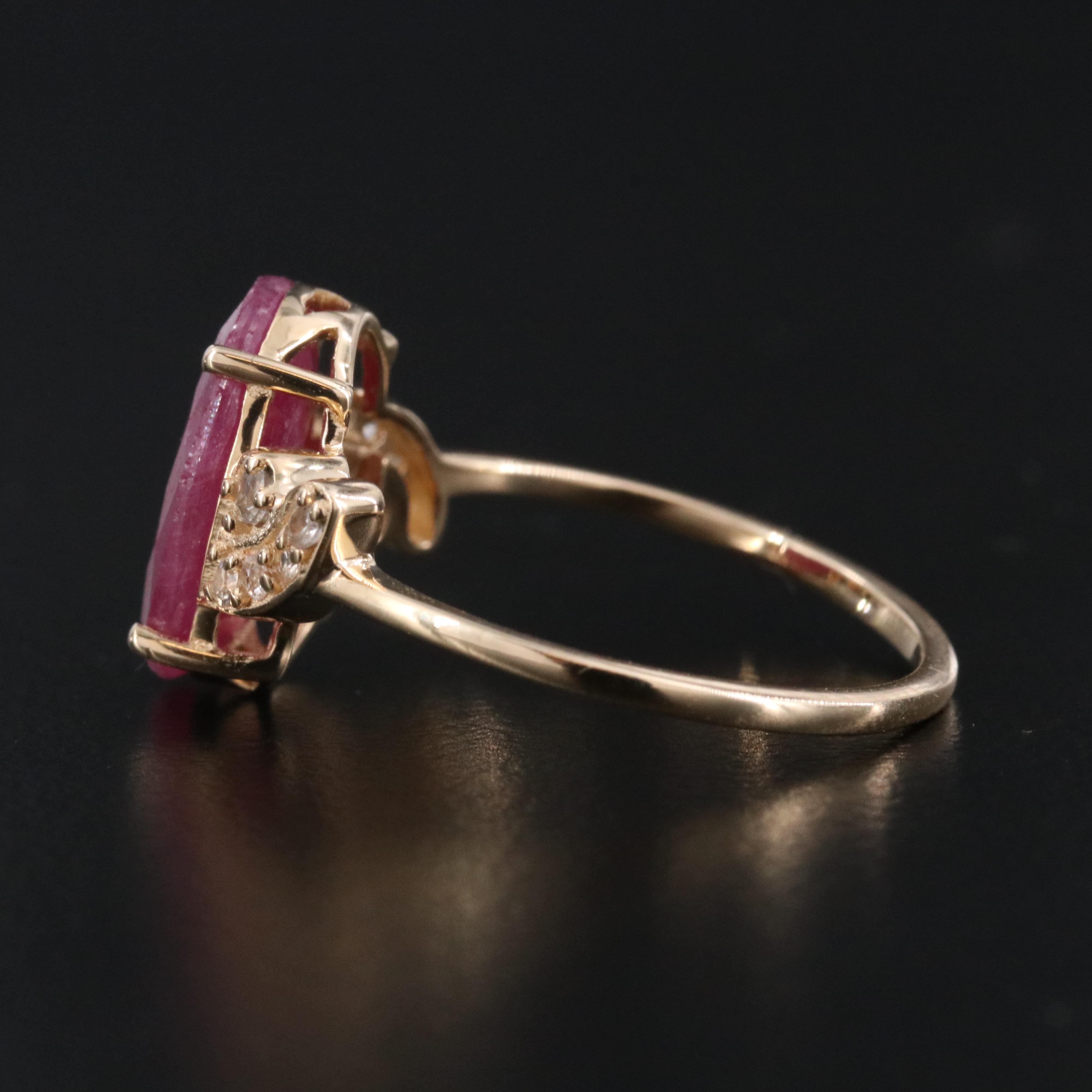 14K 2.64 CT Ruby and White Sapphire Ring
