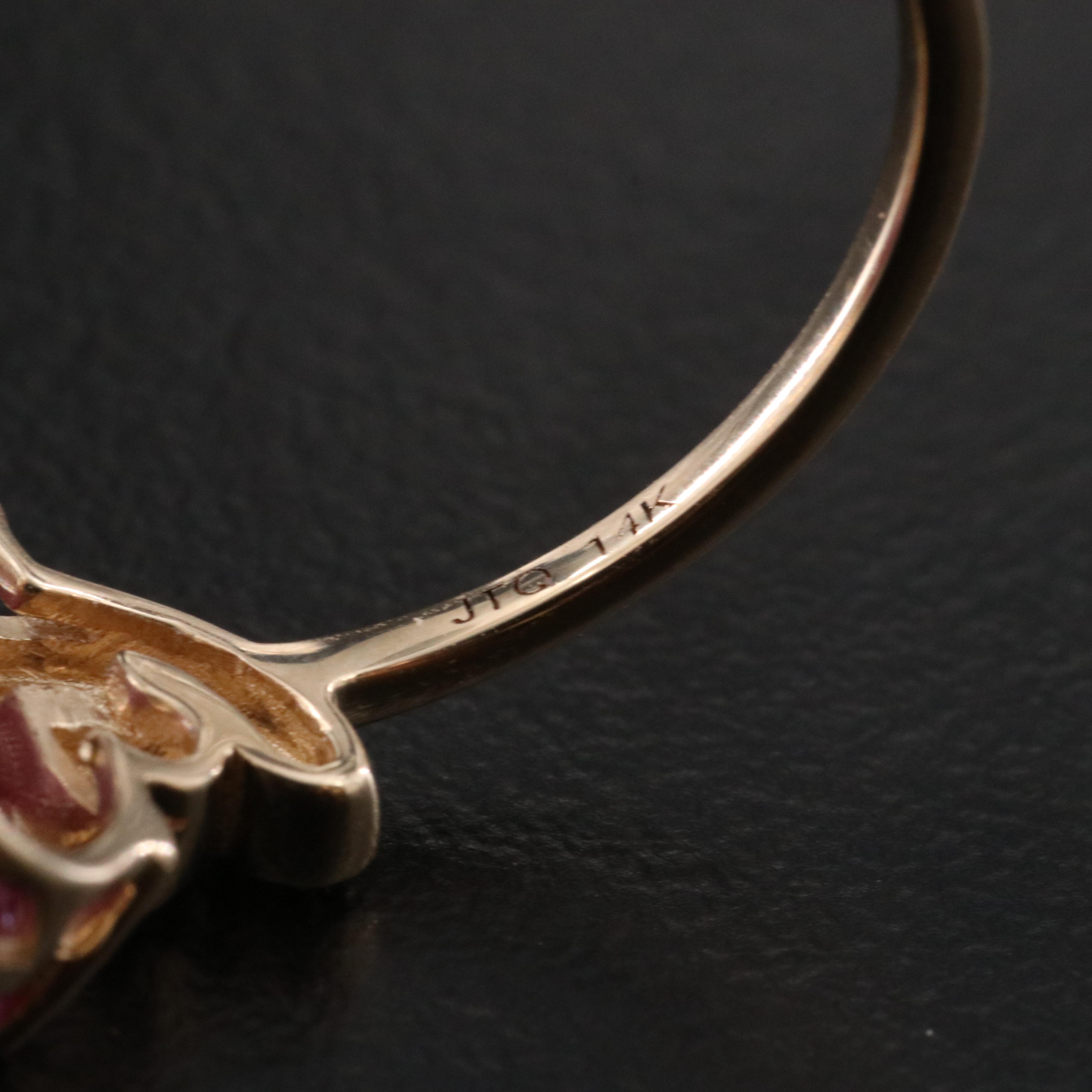 14K 2.64 CT Ruby and White Sapphire Ring