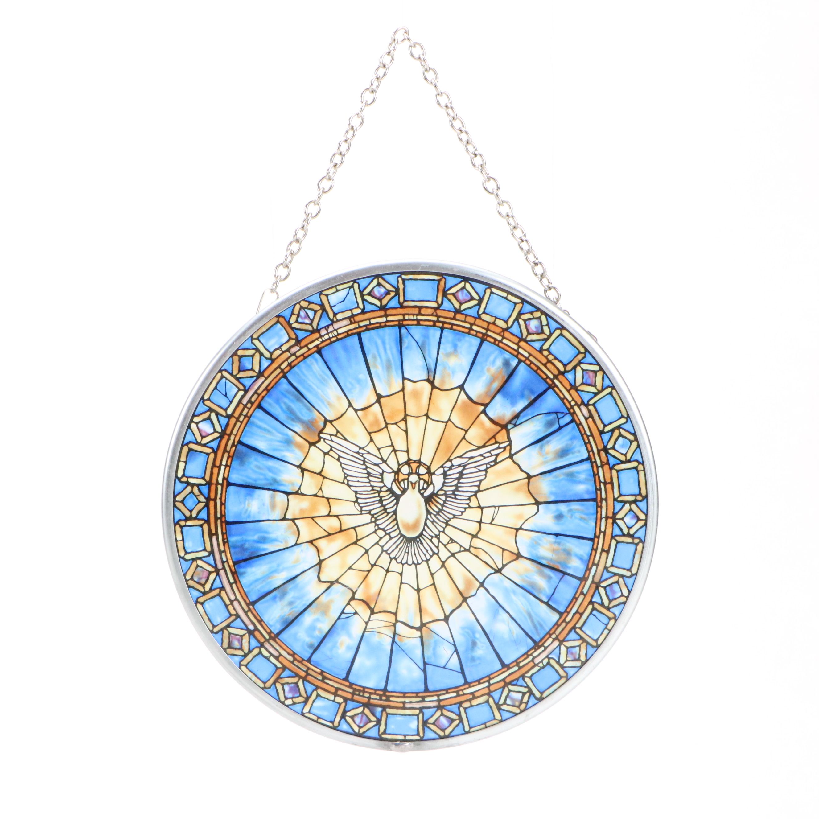 Cast Metal Horse and Rabbit with Printed Glass Holy Spirit Medallion Hanging