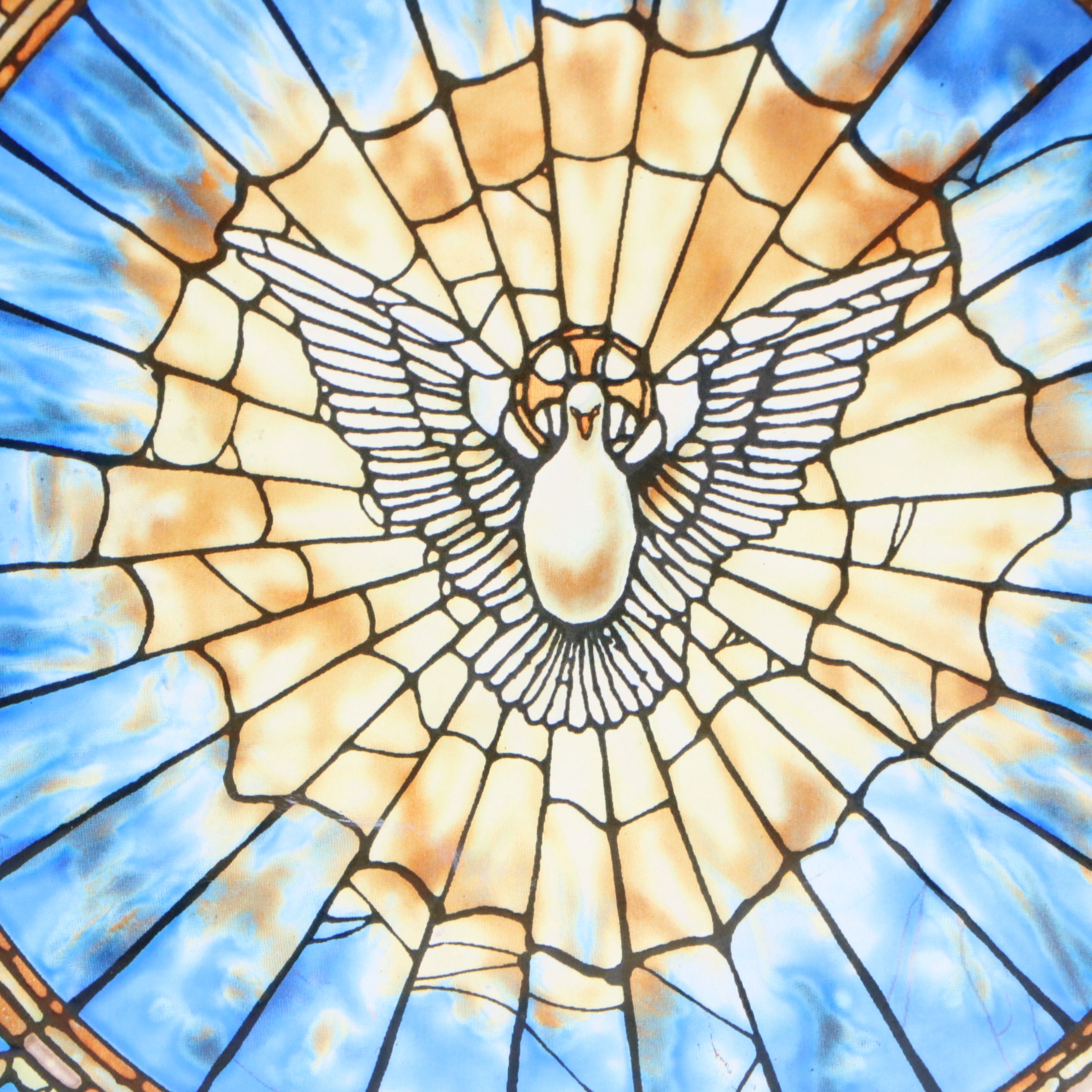 Cast Metal Horse and Rabbit with Printed Glass Holy Spirit Medallion Hanging