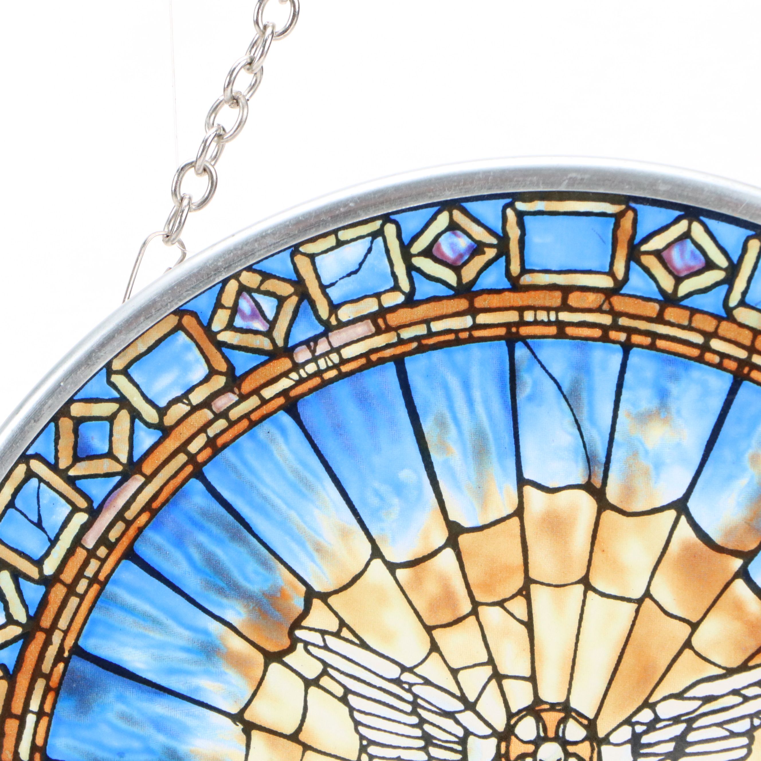 Cast Metal Horse and Rabbit with Printed Glass Holy Spirit Medallion Hanging