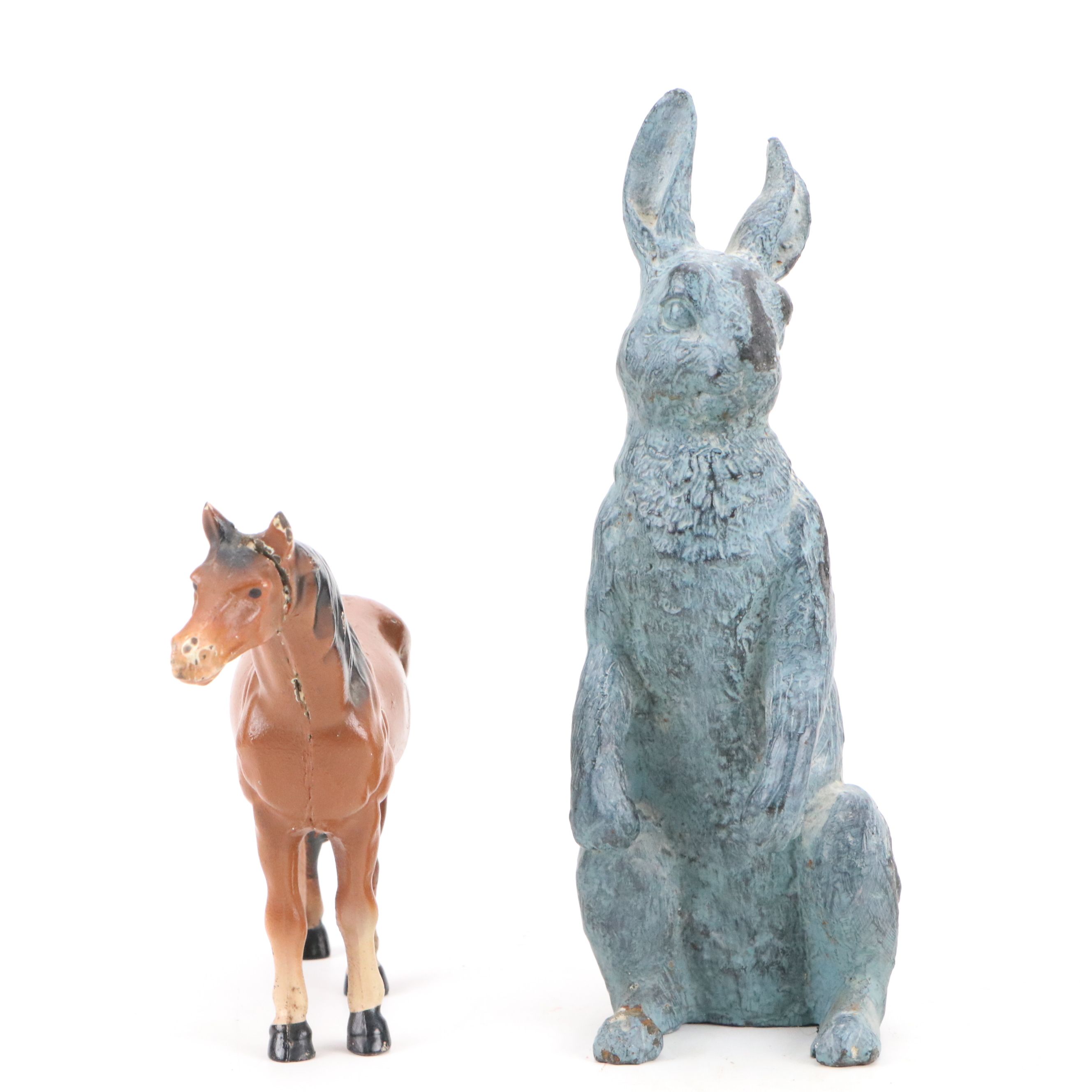 Cast Metal Horse and Rabbit with Printed Glass Holy Spirit Medallion Hanging