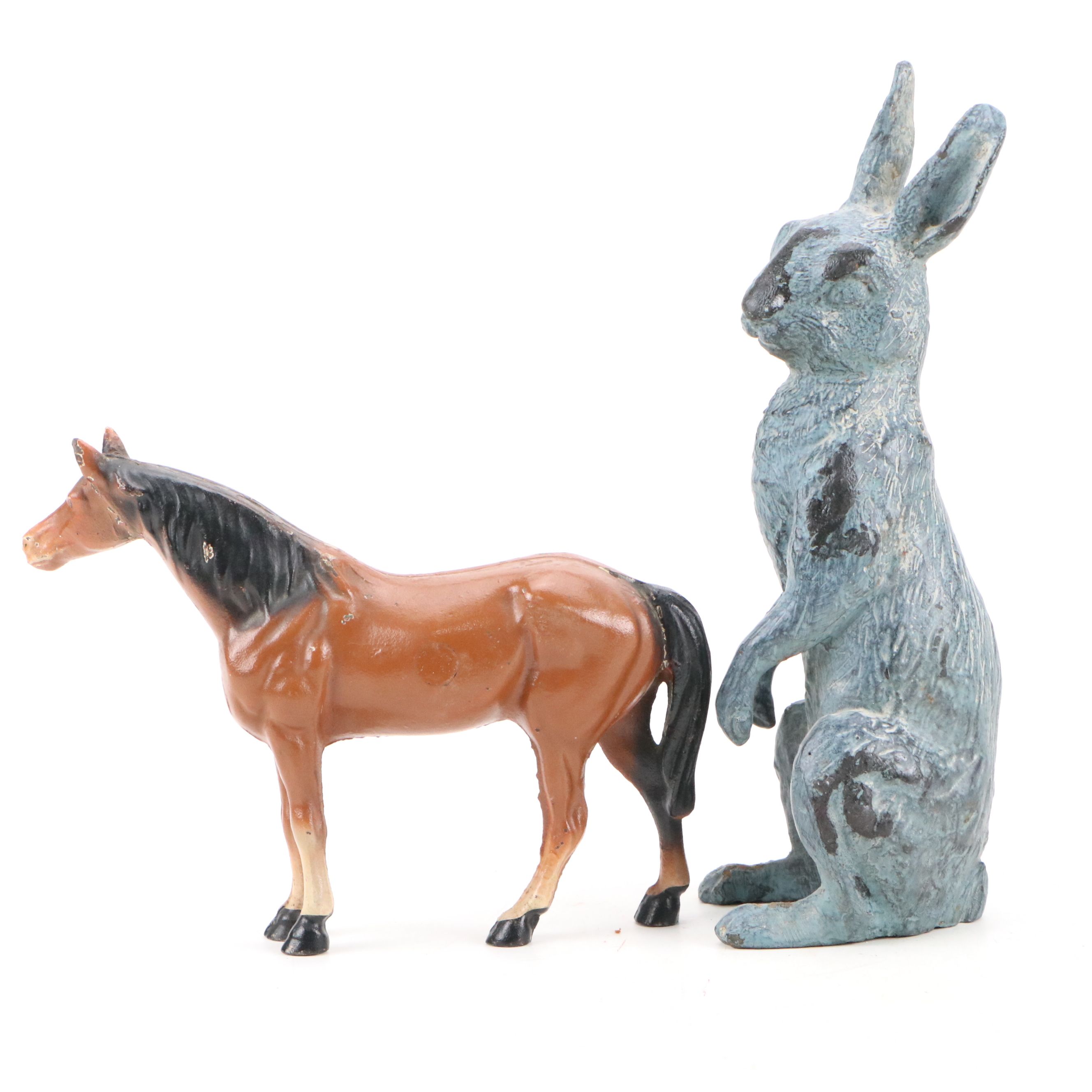 Cast Metal Horse and Rabbit with Printed Glass Holy Spirit Medallion Hanging