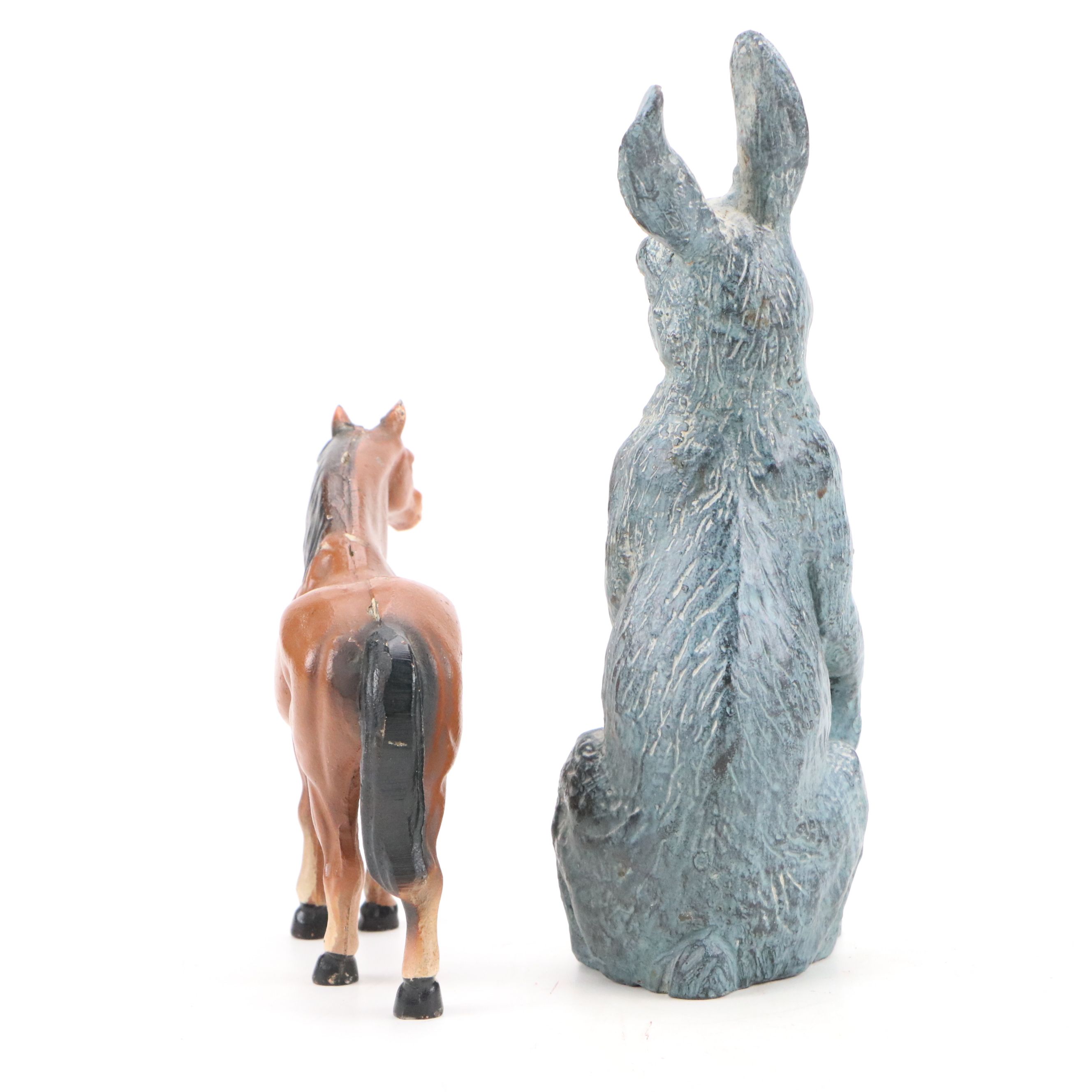 Cast Metal Horse and Rabbit with Printed Glass Holy Spirit Medallion Hanging