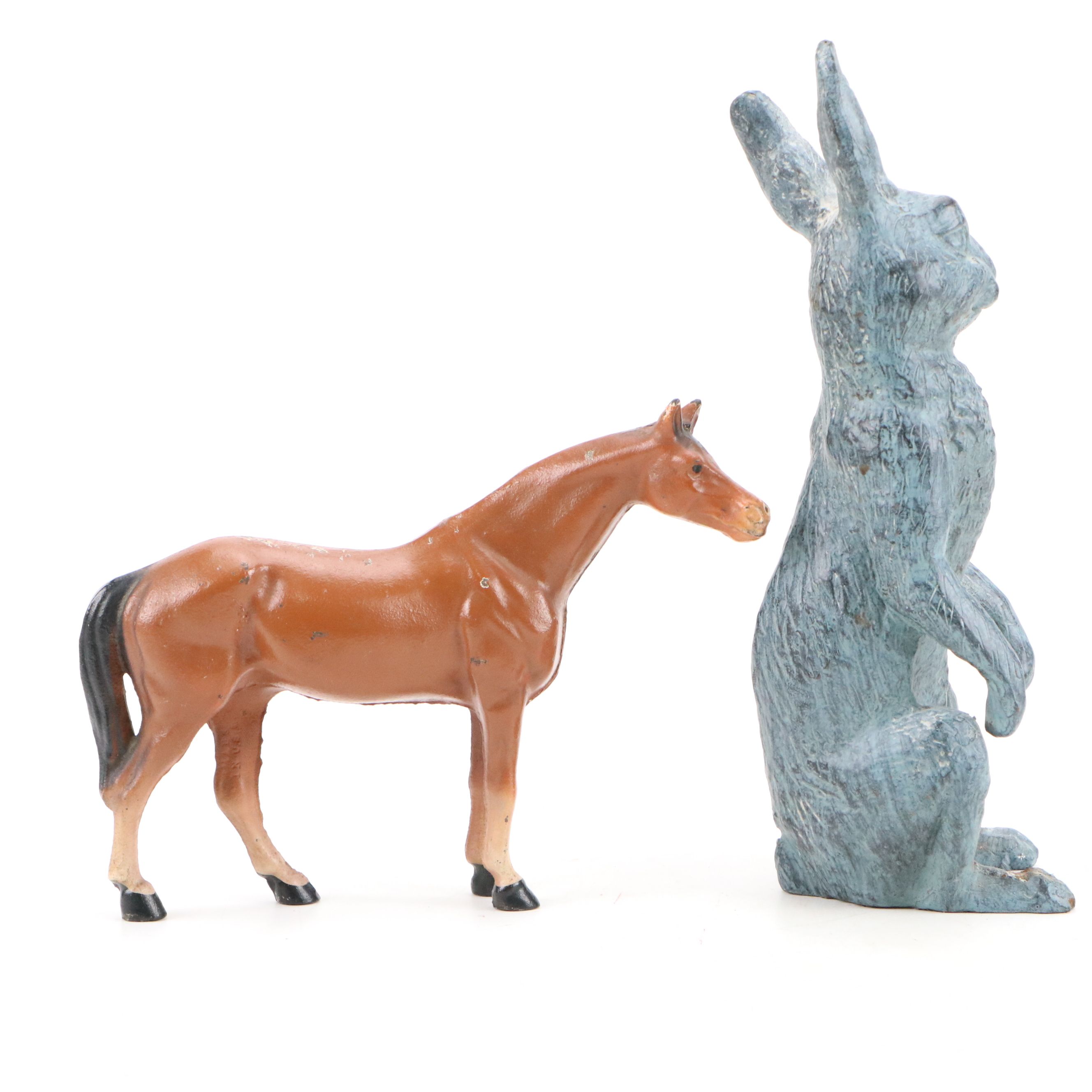 Cast Metal Horse and Rabbit with Printed Glass Holy Spirit Medallion Hanging