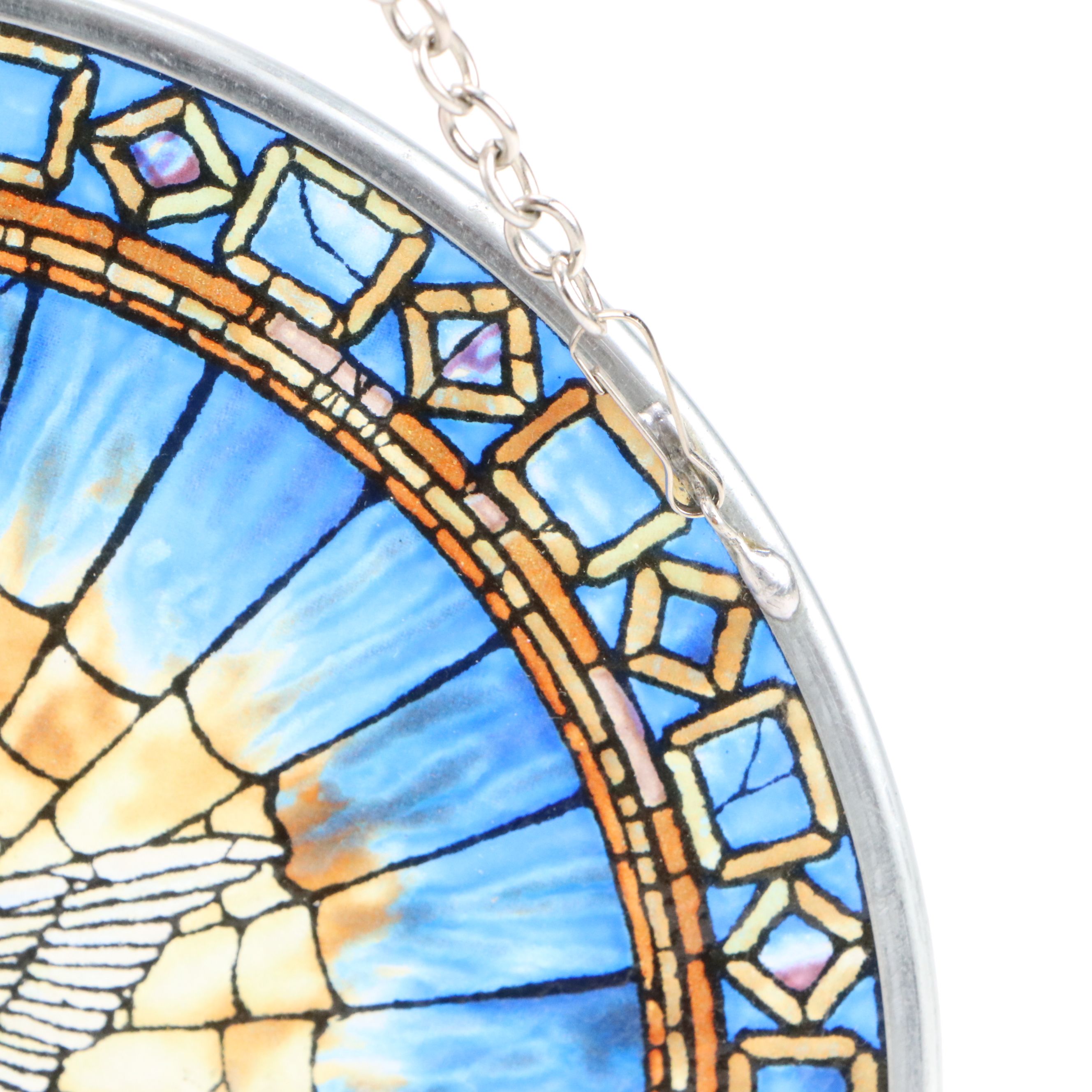 Cast Metal Horse and Rabbit with Printed Glass Holy Spirit Medallion Hanging