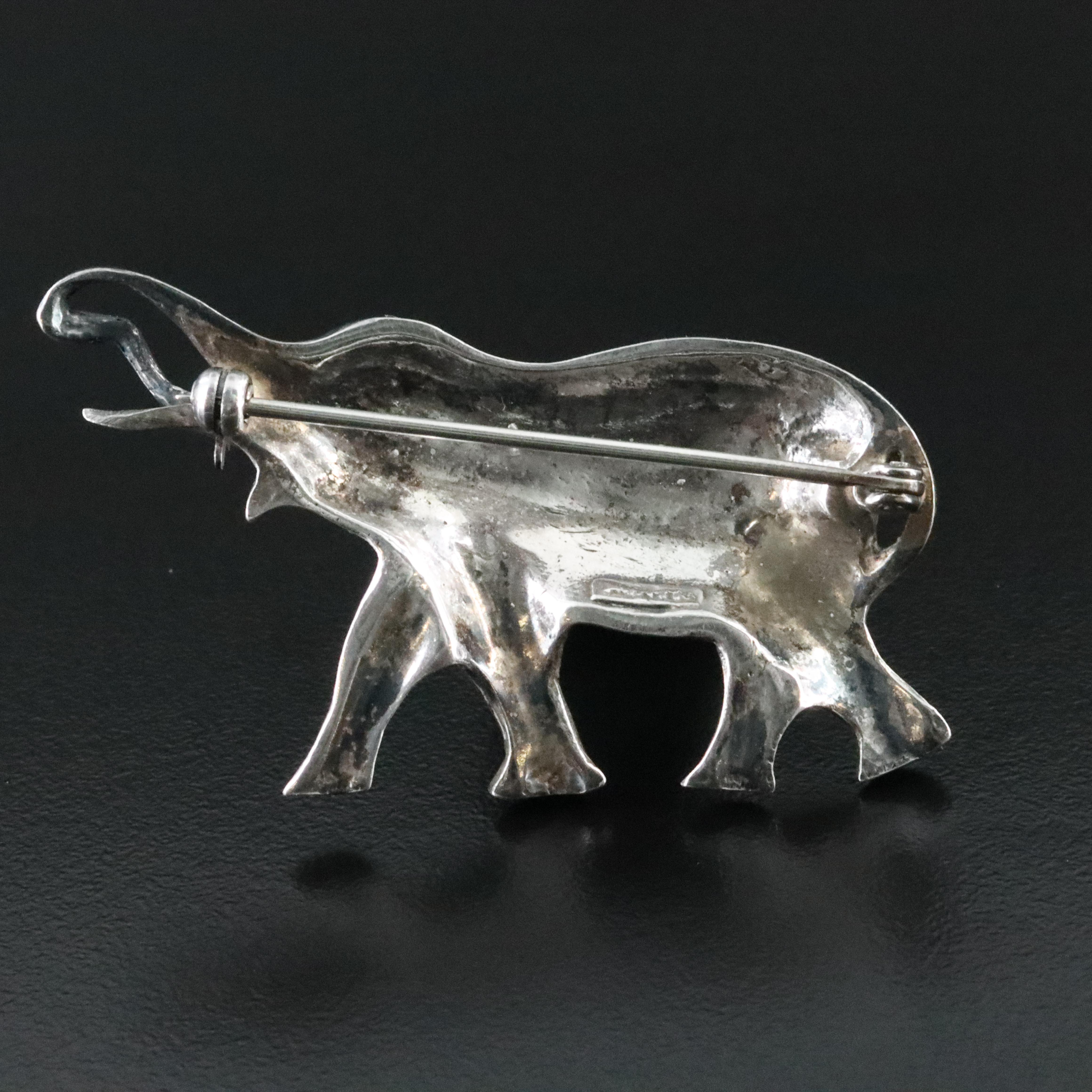 Vintage Sterling Elephant Brooch