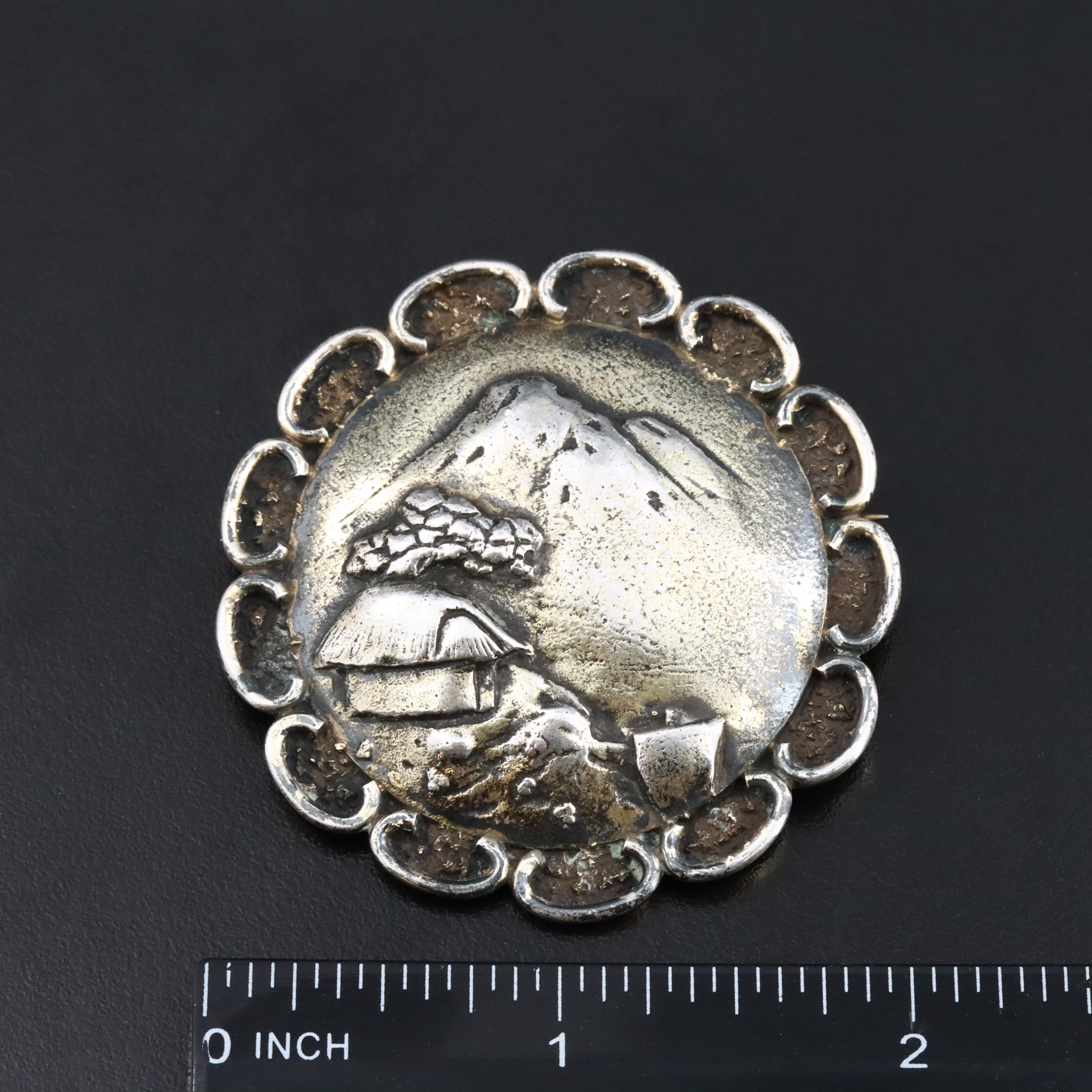 Vintage 1950s Japanese Sterling Ft. Fuji Brooches