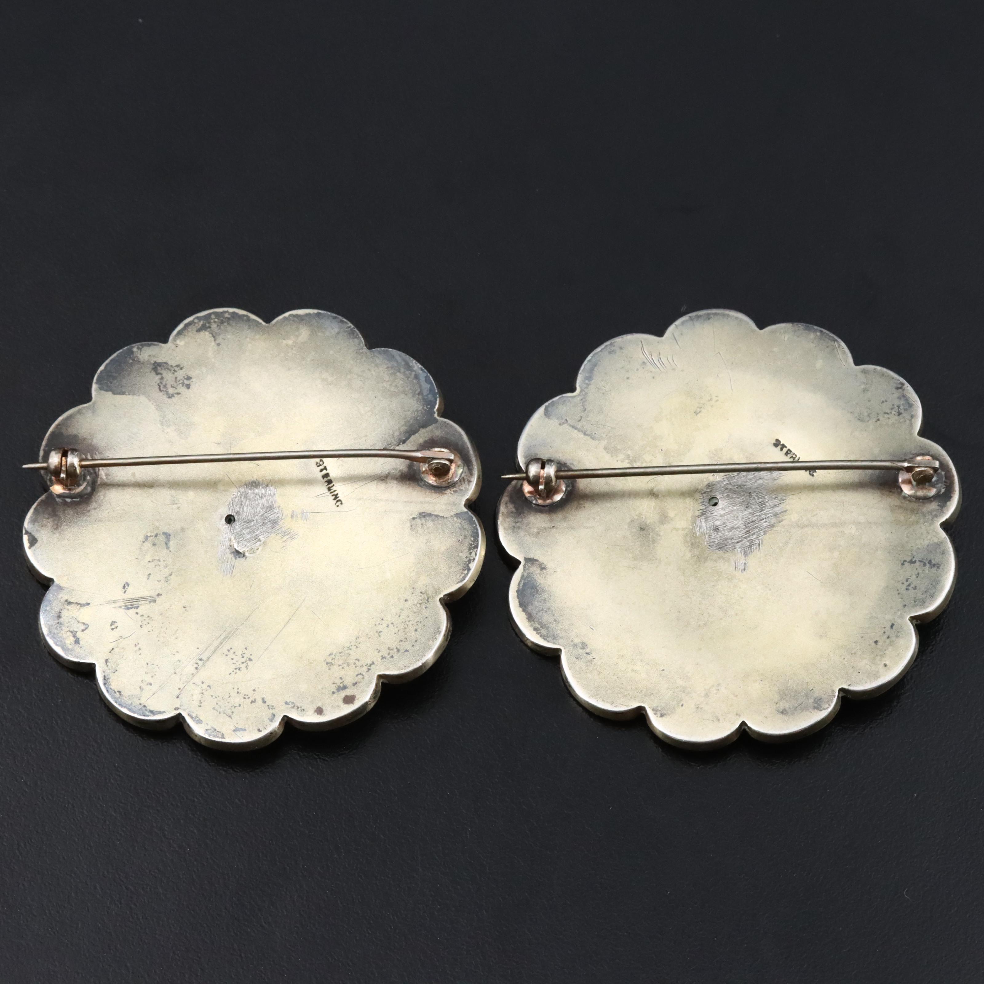 Vintage 1950s Japanese Sterling Ft. Fuji Brooches