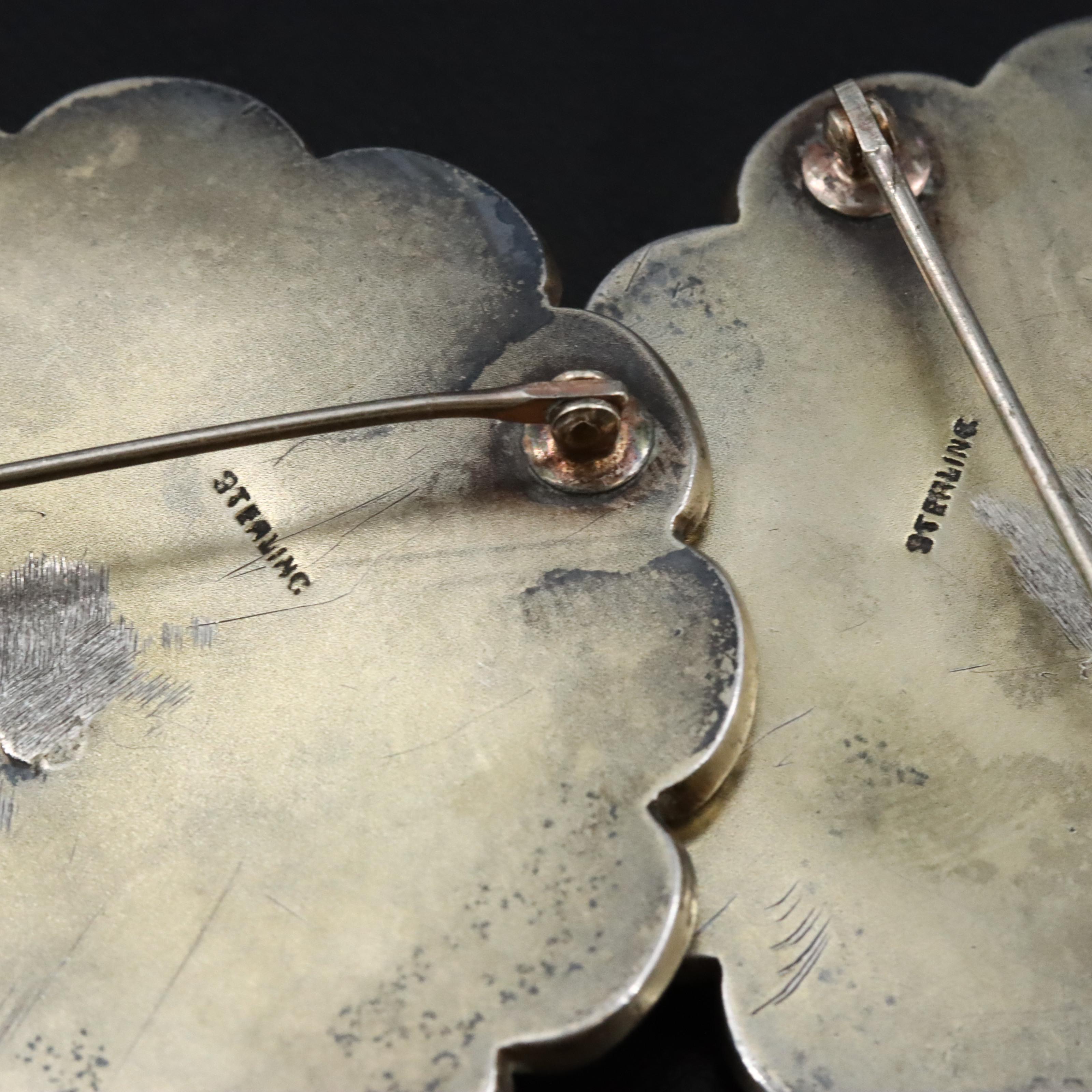 Vintage 1950s Japanese Sterling Ft. Fuji Brooches