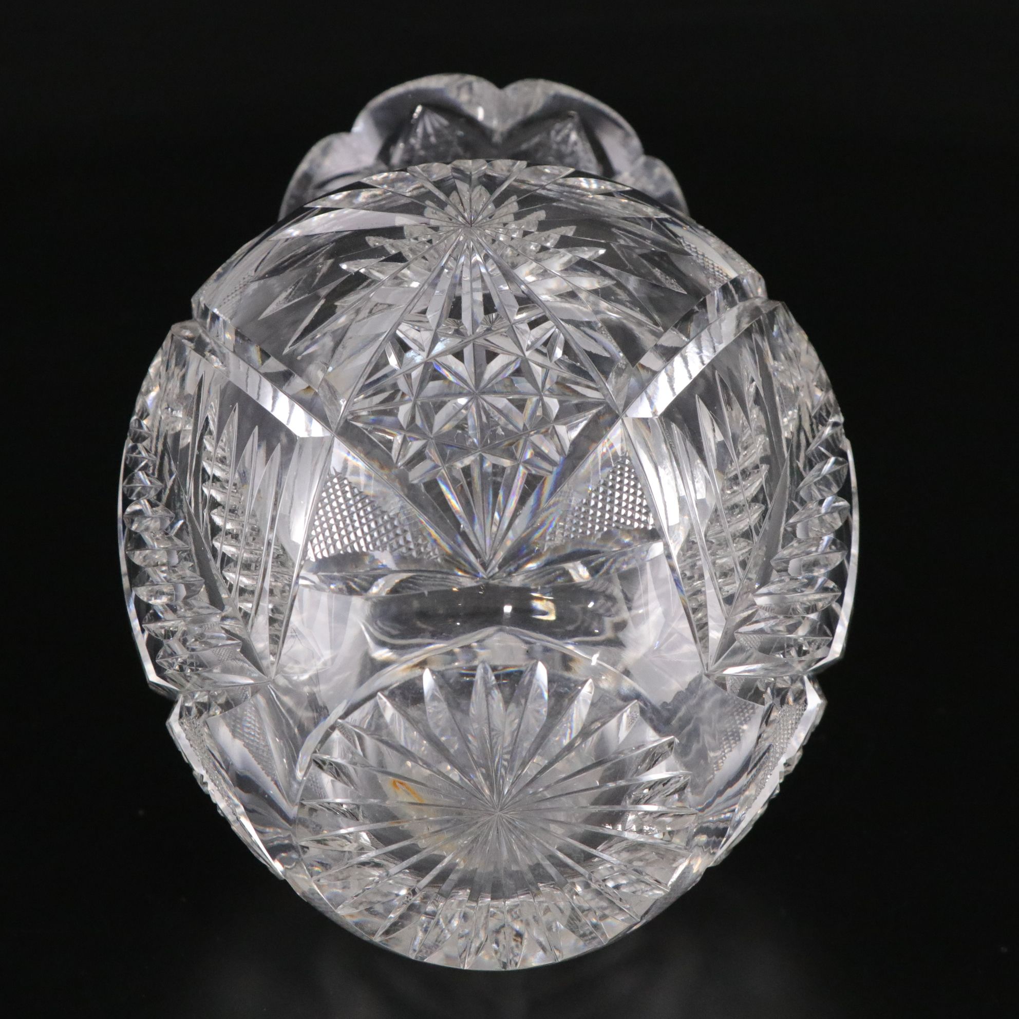 Brilliant Cut Glass Hobstar and Other Vases, Early to Mid-20th Century