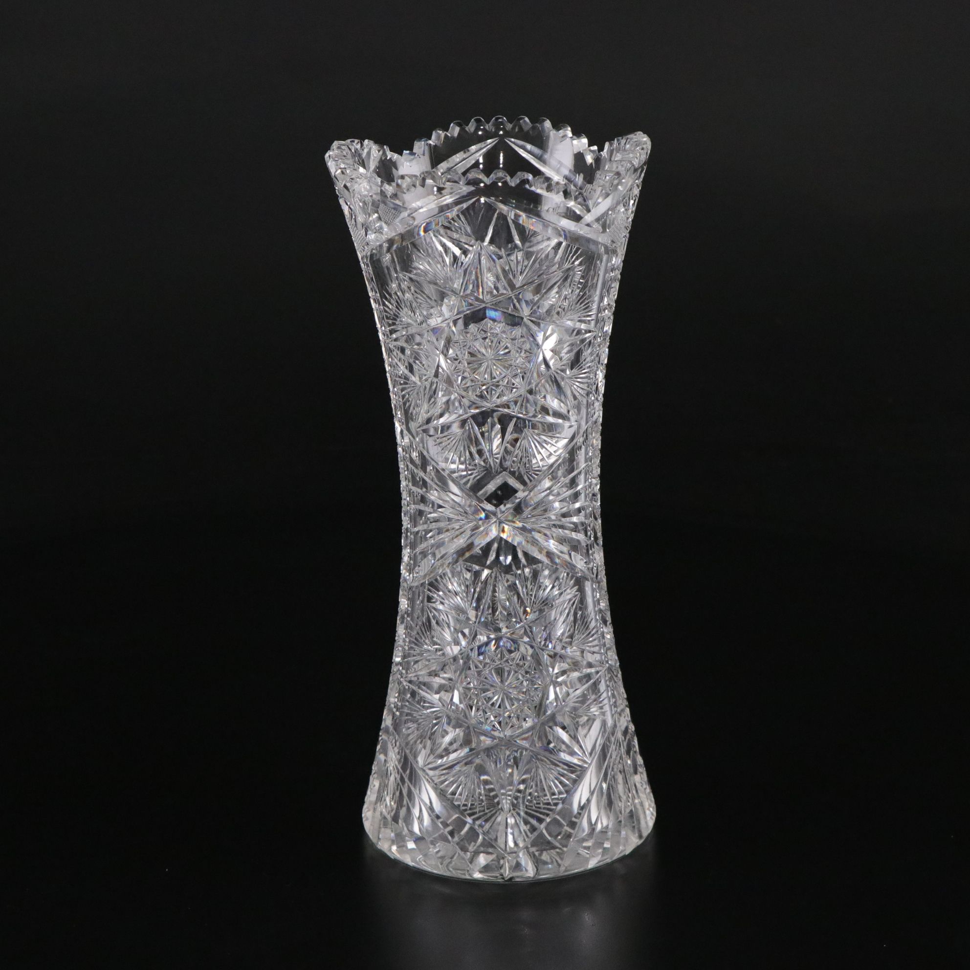 Brilliant Cut Glass Hobstar and Other Vases, Early to Mid-20th Century