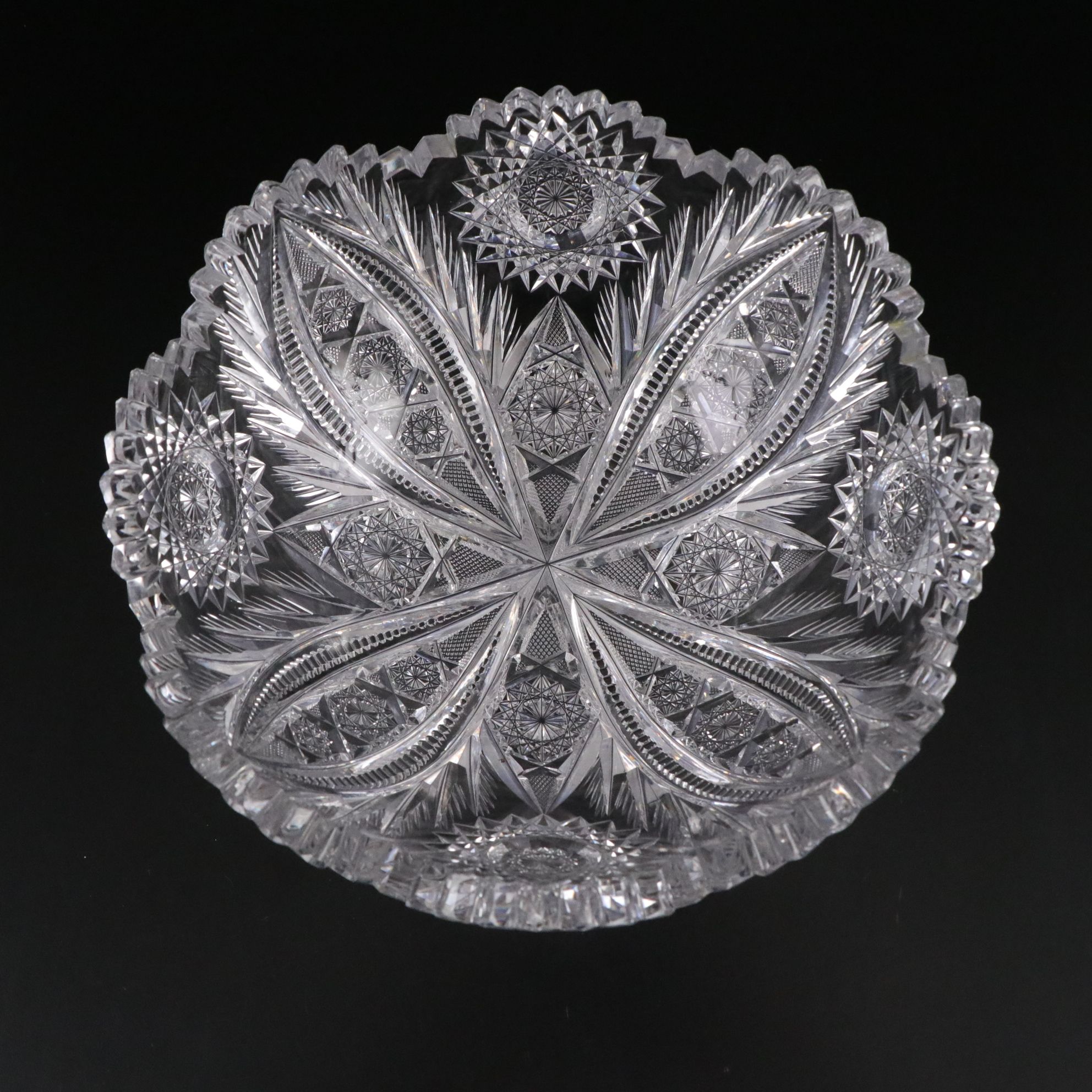 Brilliant Cut Glass Hobstar and Other Vases, Early to Mid-20th Century