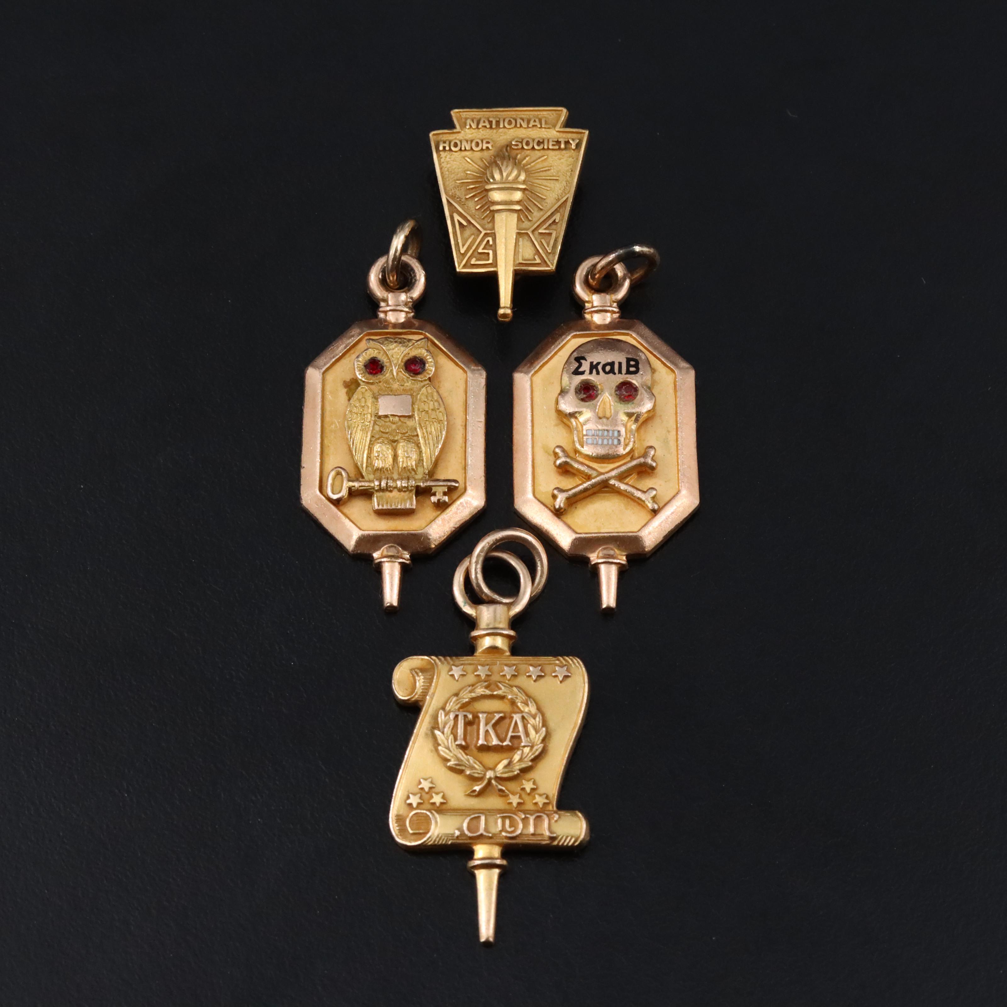 Vintage Gold-Filled Fraternal and Honor Society Fob Charms