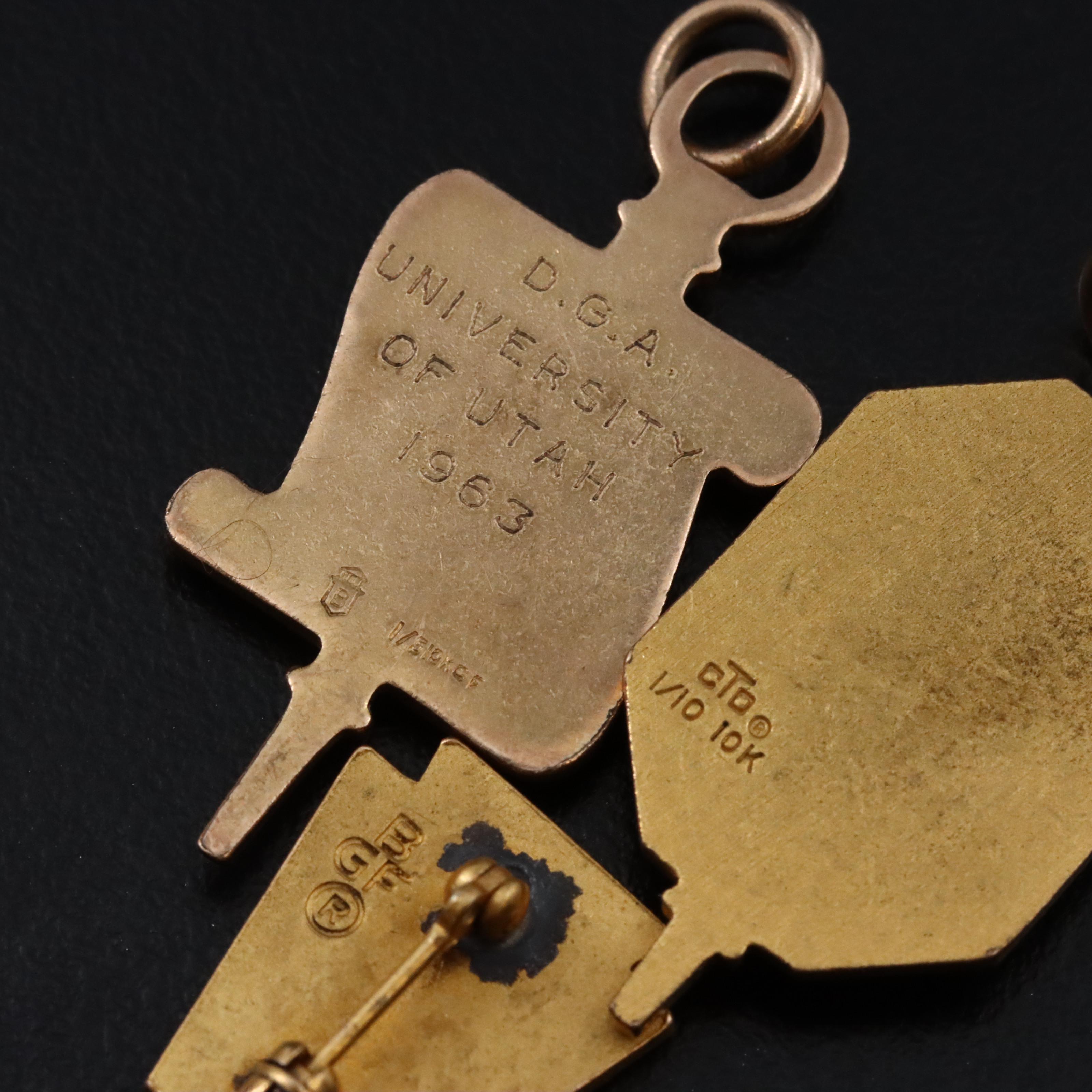 Vintage Gold-Filled Fraternal and Honor Society Fob Charms