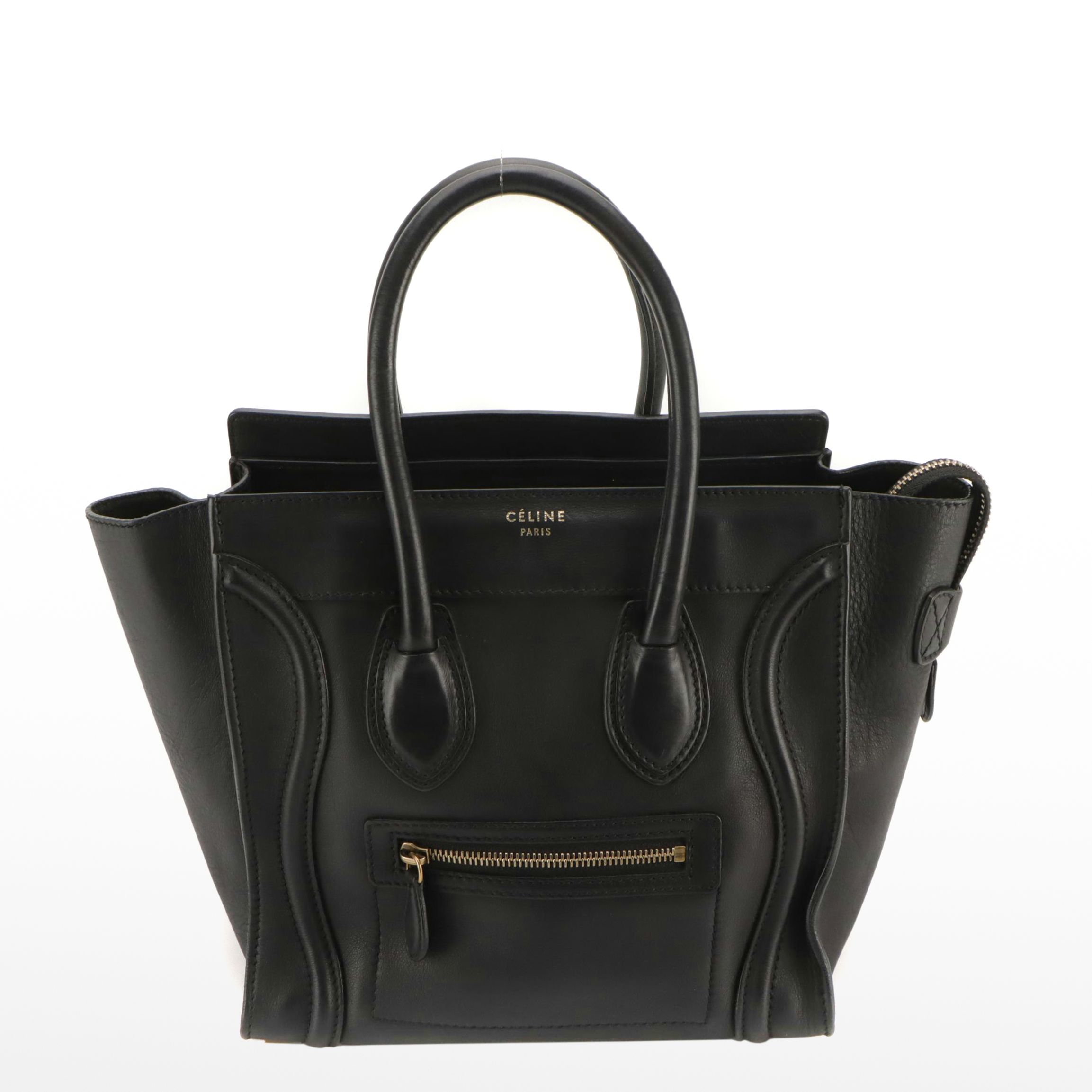 Céline Micro Luggage Tote in Black Calfskin Leather