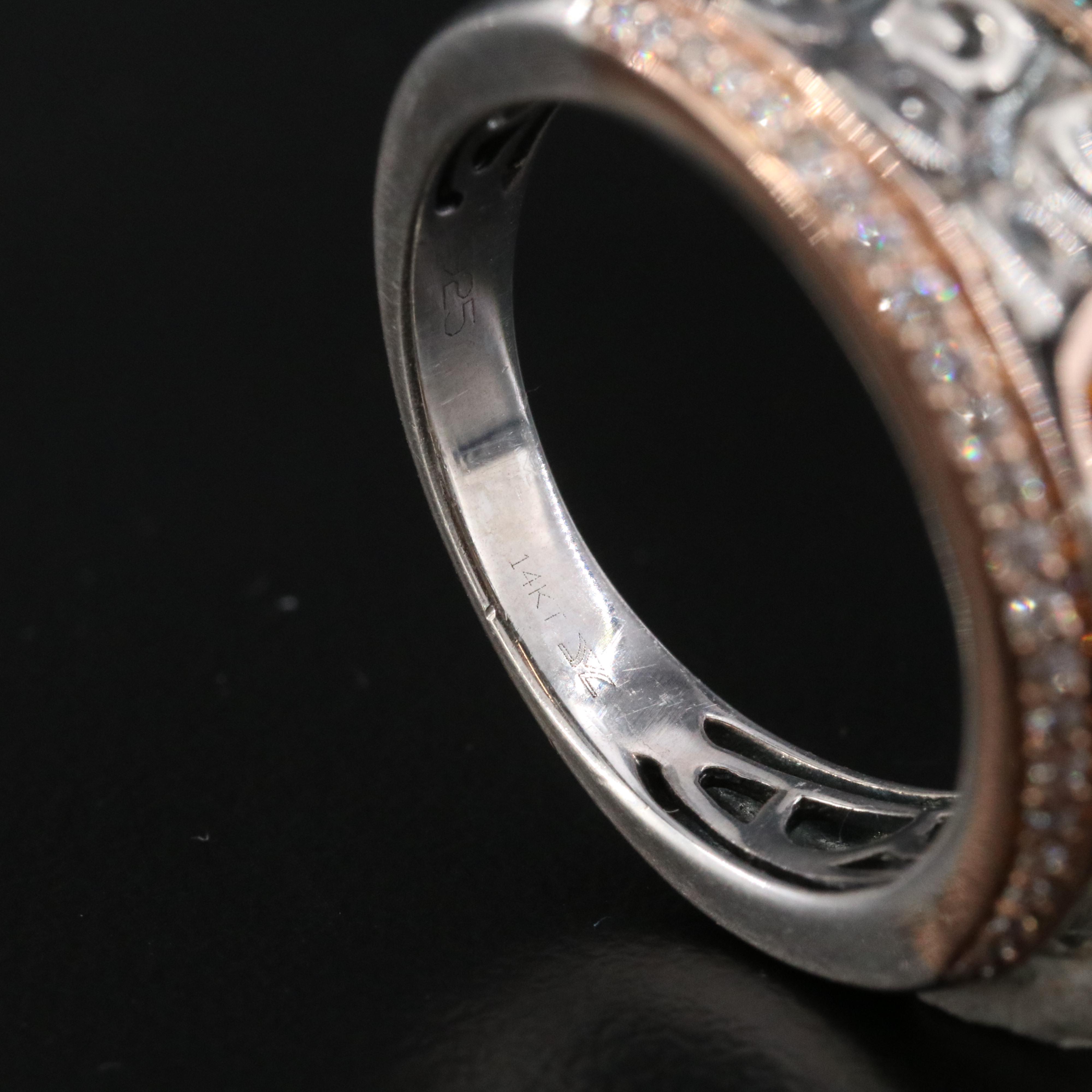 Le Vian Sterling Citrine and Diamond Ring with 14K Rose Gold Accents