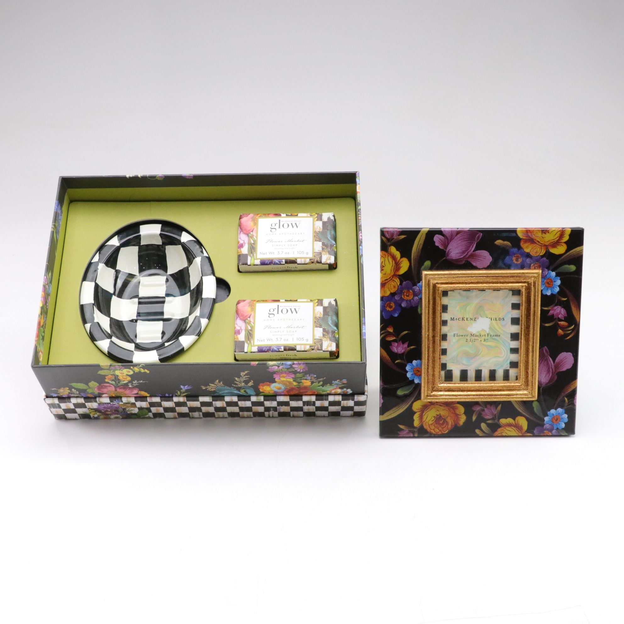 MacKenzie Childs "Flower Market" Picture Frame & Home Apothecary Kit