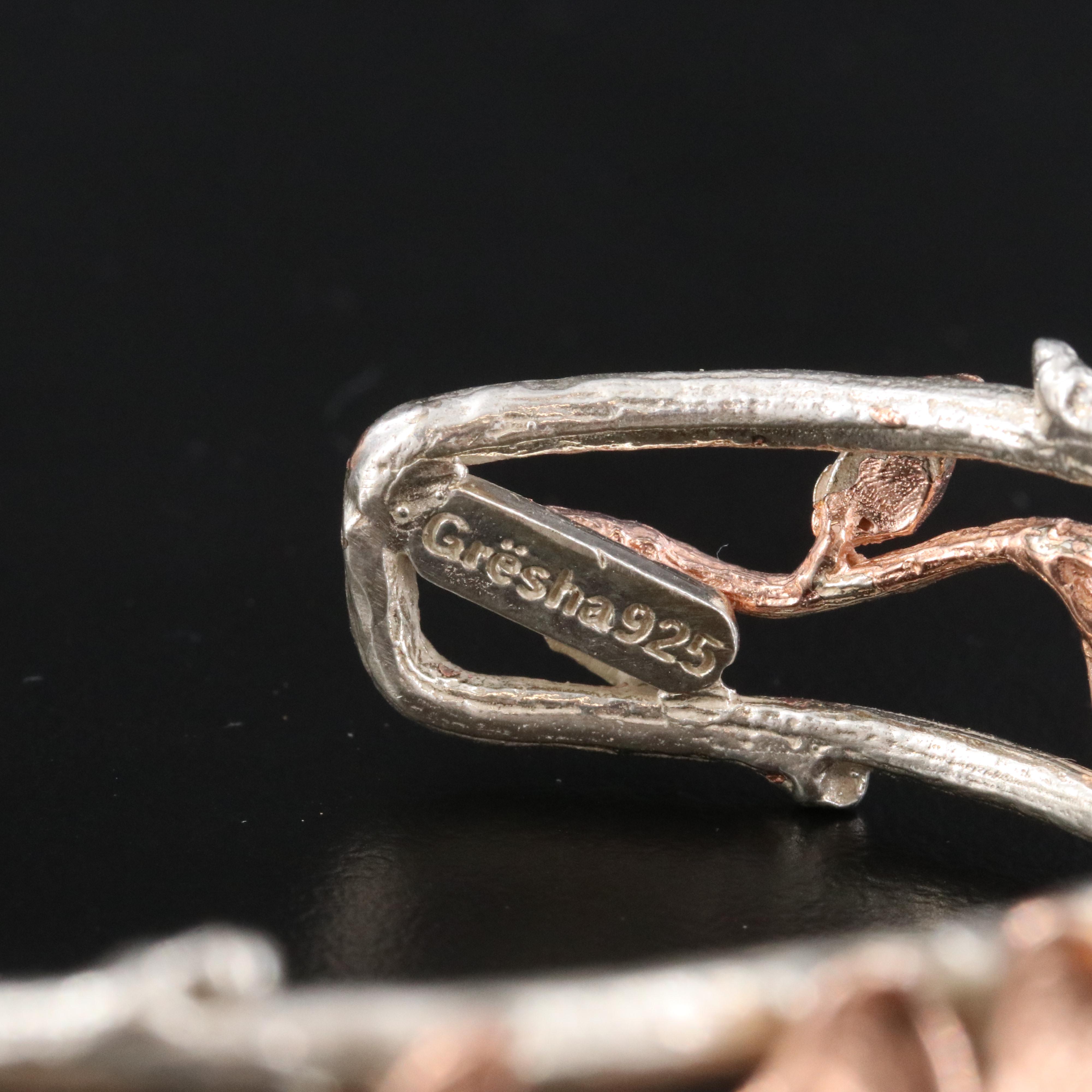 Sterling Floral White Sapphire Cuff Bracelet