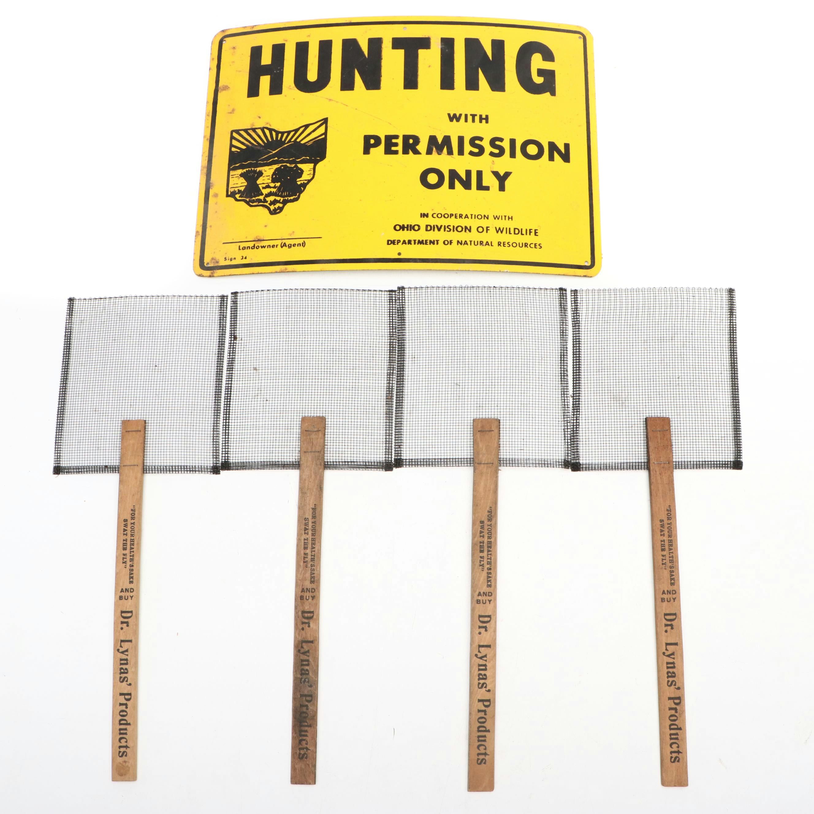 Ohio Division of Wildlife Sign and Dr. Lynas' Products Fly Swatters