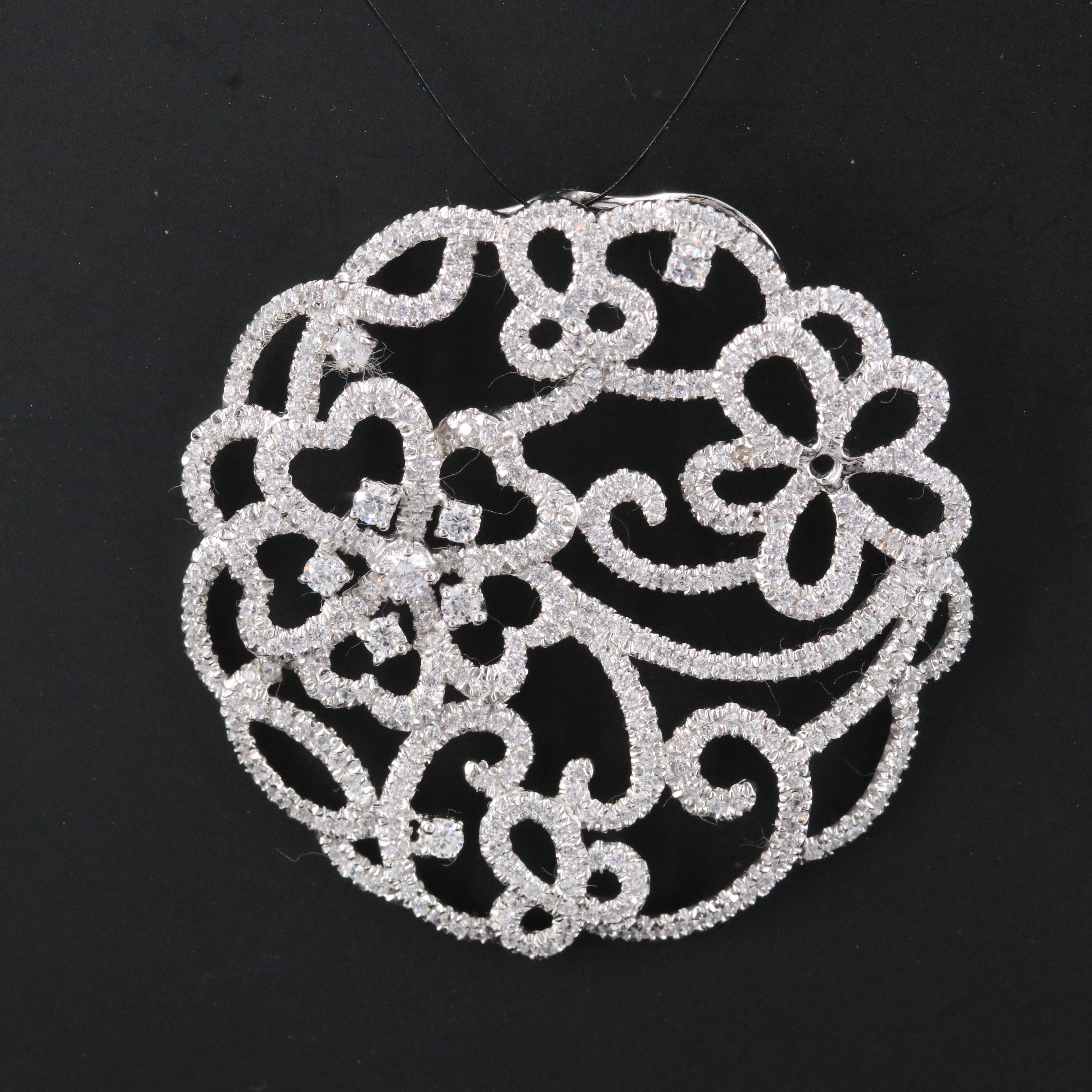 Sterling CZ Floral Pendant