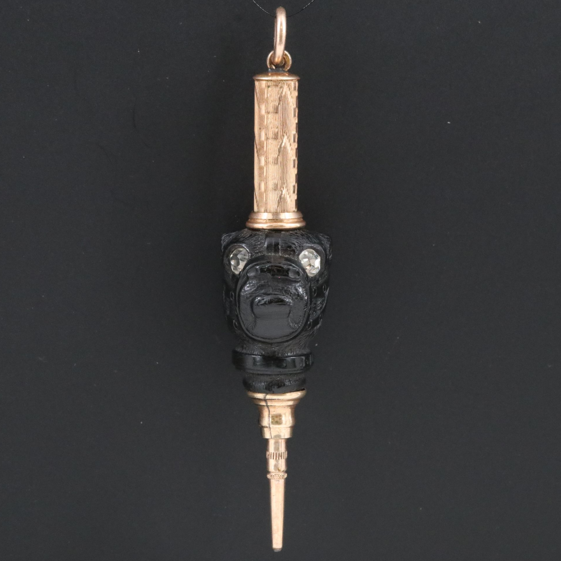 Antique Gold Filled Bulldog Retractable Mechanical Pencil Fob Charm Pendant